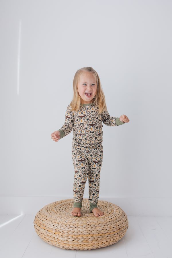 Moonlight Botanical Two Piece Pajama Set for Women - Soft Cotton Sleepwear with Floral Print - Perfect for Lounging, Sleepovers & Relaxing at Home