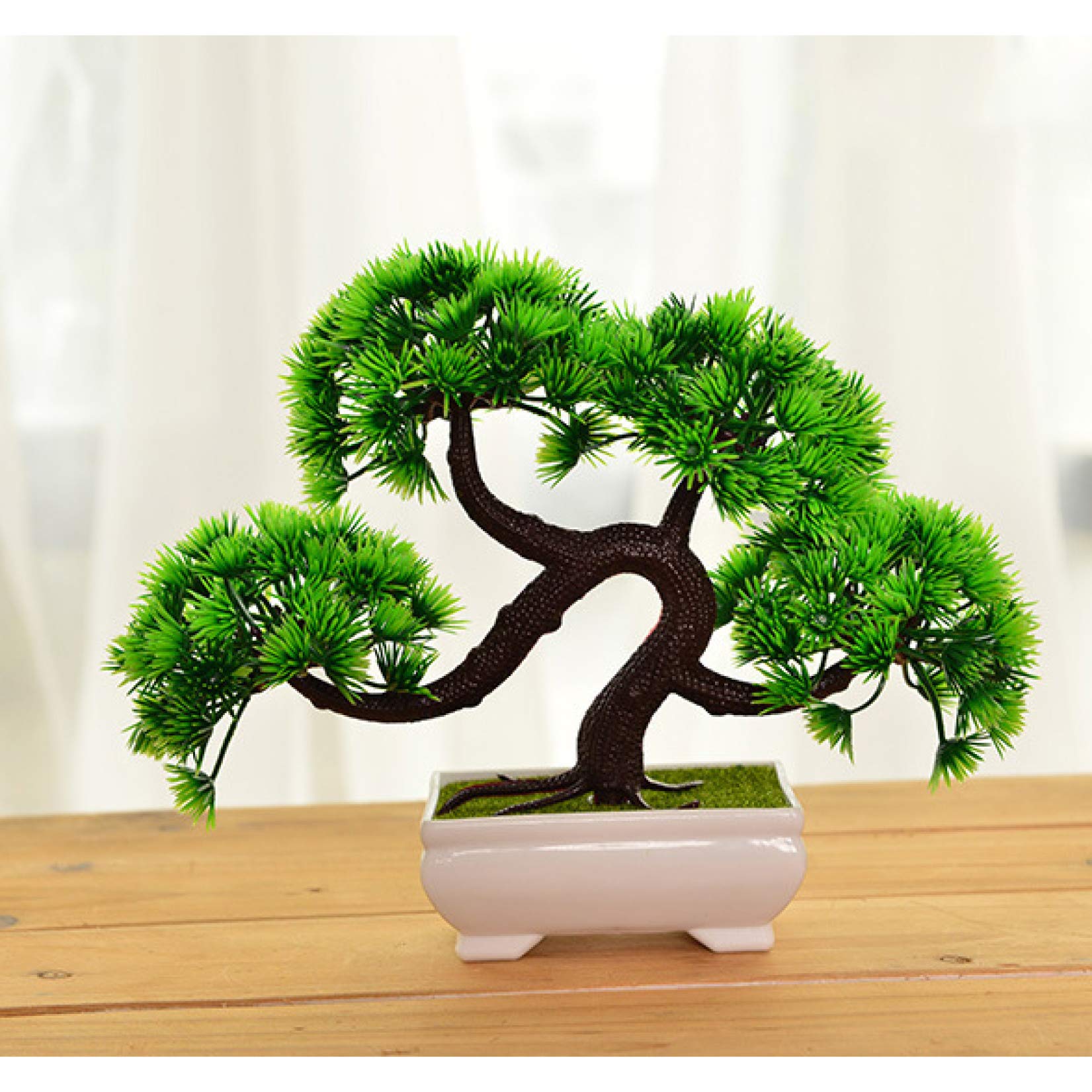 KKONION Artificial Bonsai Tree - Realistic Pine Simulation Potted Plant for Home & Office Decor | Faux Greenery for Desk, Shelf, Living Room, and Workspace