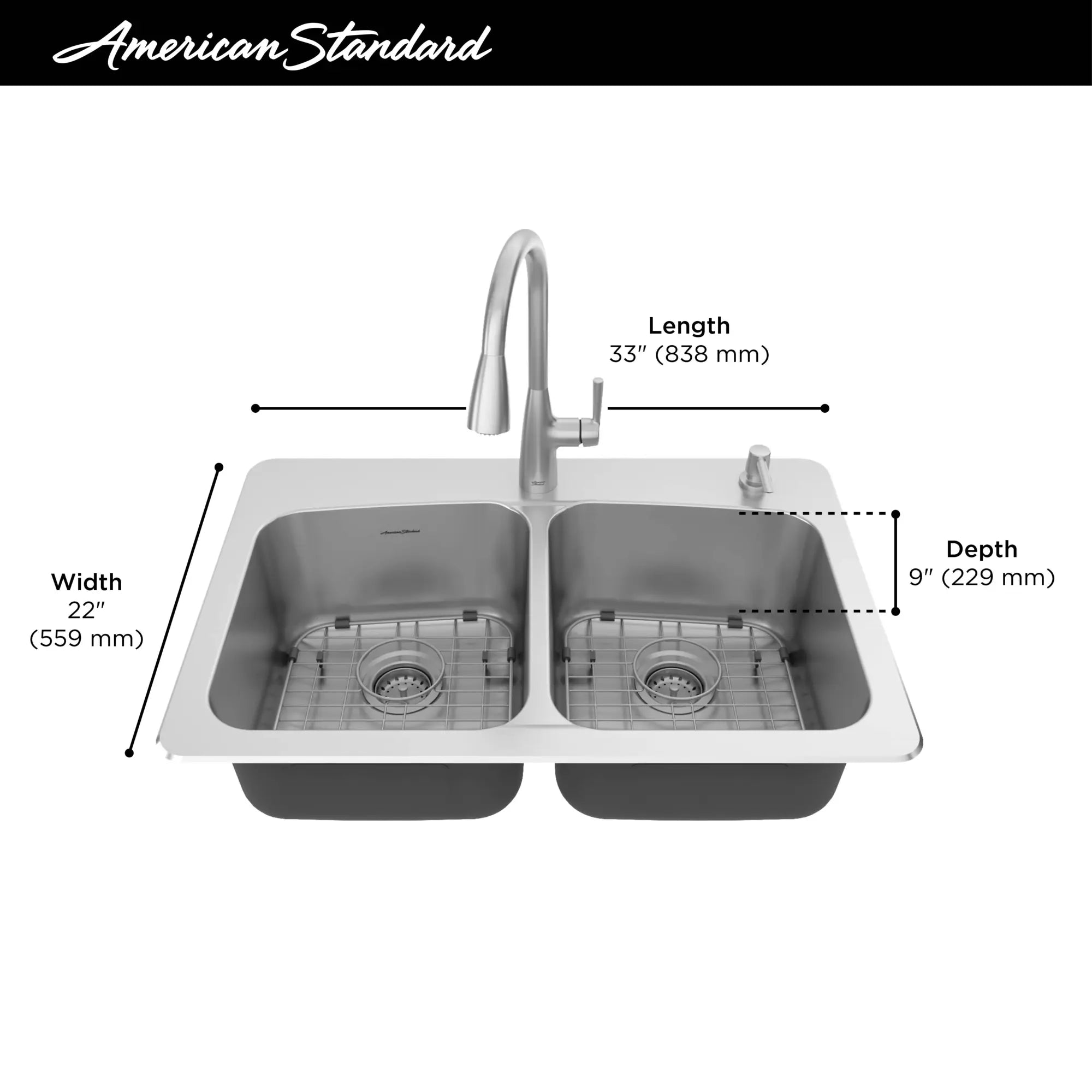 Fairbury® 2S Pull Down Kitchen Faucet with 33 Inch Stainless Steel Double Bowl Sink Combo - Perfect for Modern Farmhouse & Contemporary Kitchen Renovations