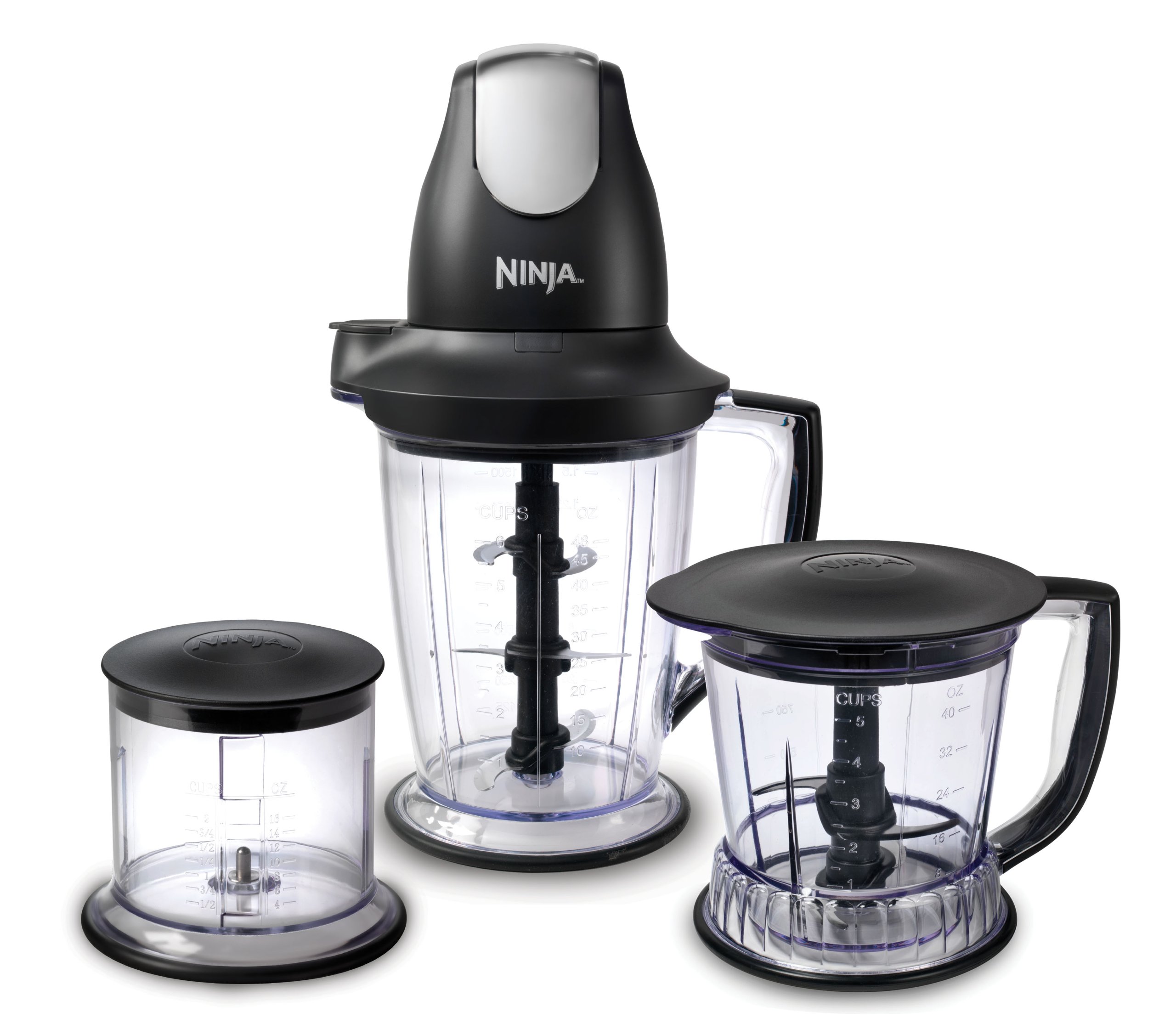 Ninja QB1004 450-Watt Blender and Food Processor Set with 48oz Pitcher, 16oz Chopper Bowl, 40oz Processor Bowl - Perfect for Smoothies, Protein Shakes, Meal Prep and Food Processing - Ideal for Kitchen, Home, Gym and Healthy Lifestyle (Black)