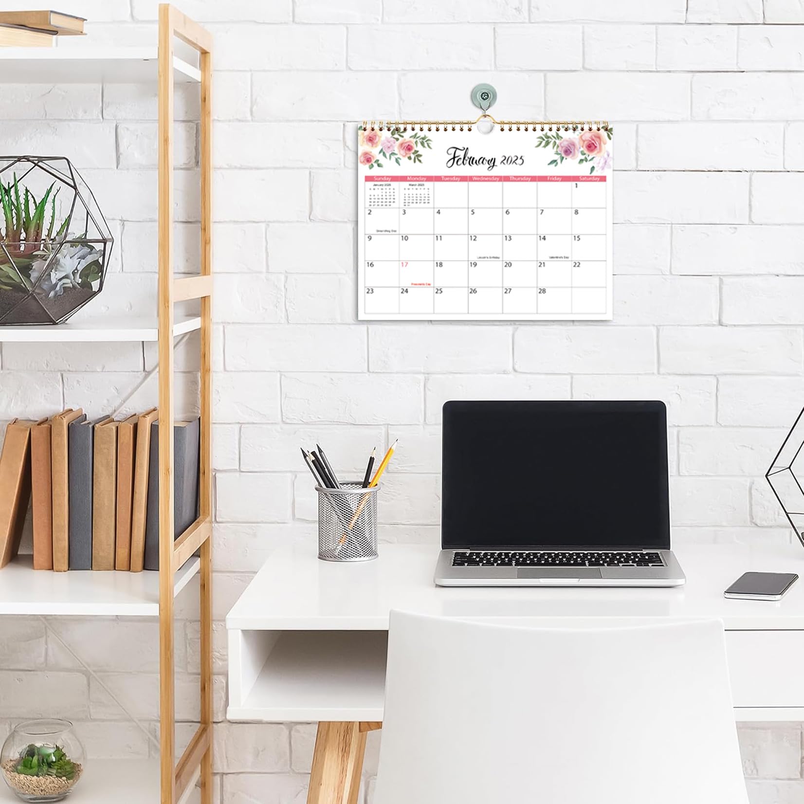 2024-2025 Wall Calendar with Floral Design - October 2024 to December 2025 Hanging or Desk Calendar (8.5