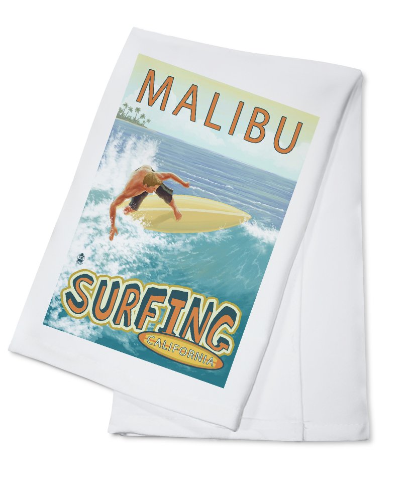 Malibu California Surfer Tropical 100% Cotton Tea Towel - Decorative Hand Towel for Kitchen, Bathroom & Home Decor | Beach House, Coastal Cottage, Surf Shack Essentials