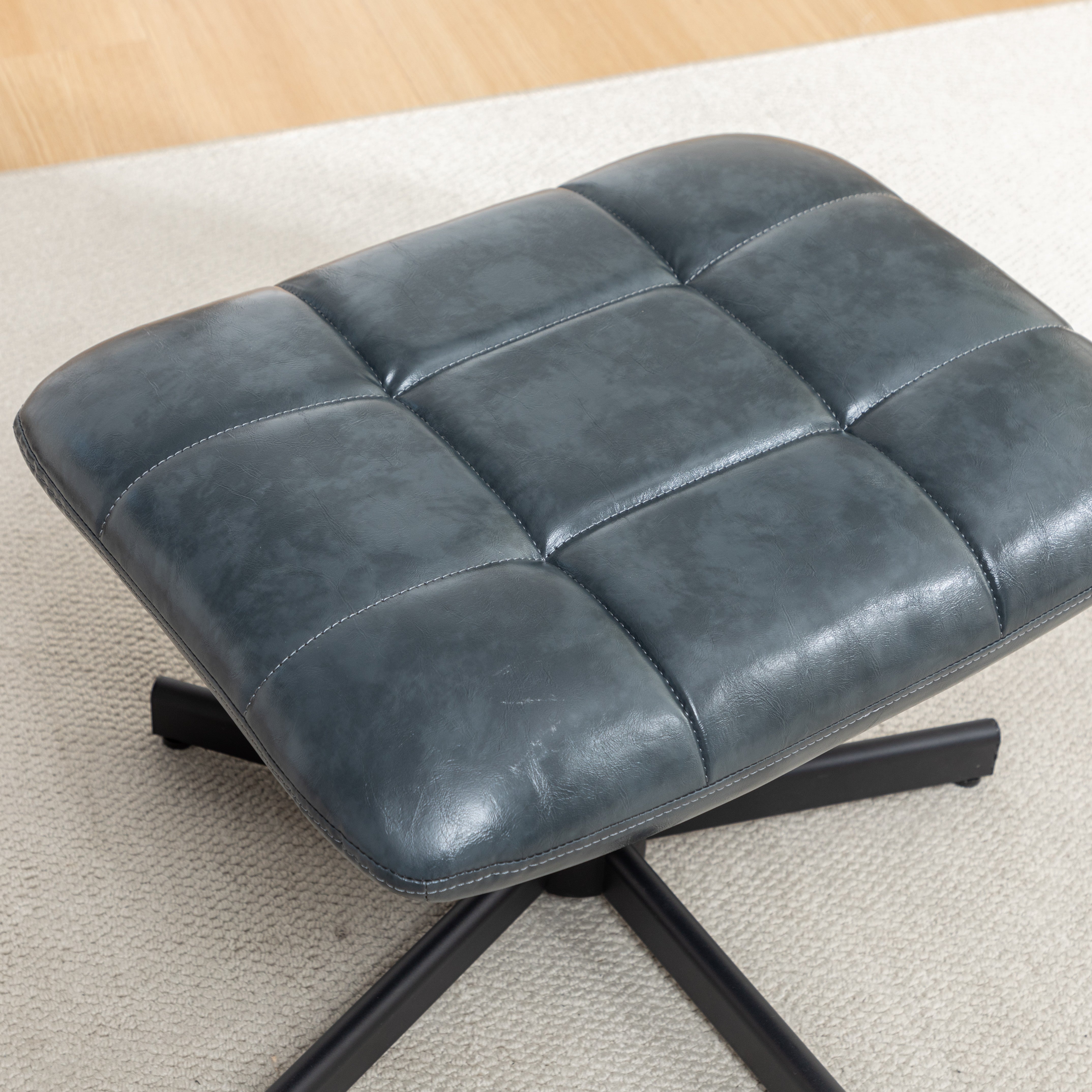 Roundhill Furniture Arlena Faux Leather Tufted Accent Chair with Ottoman Set - Modern Living Room Seating for Home Office, Bedroom or Lounge Area