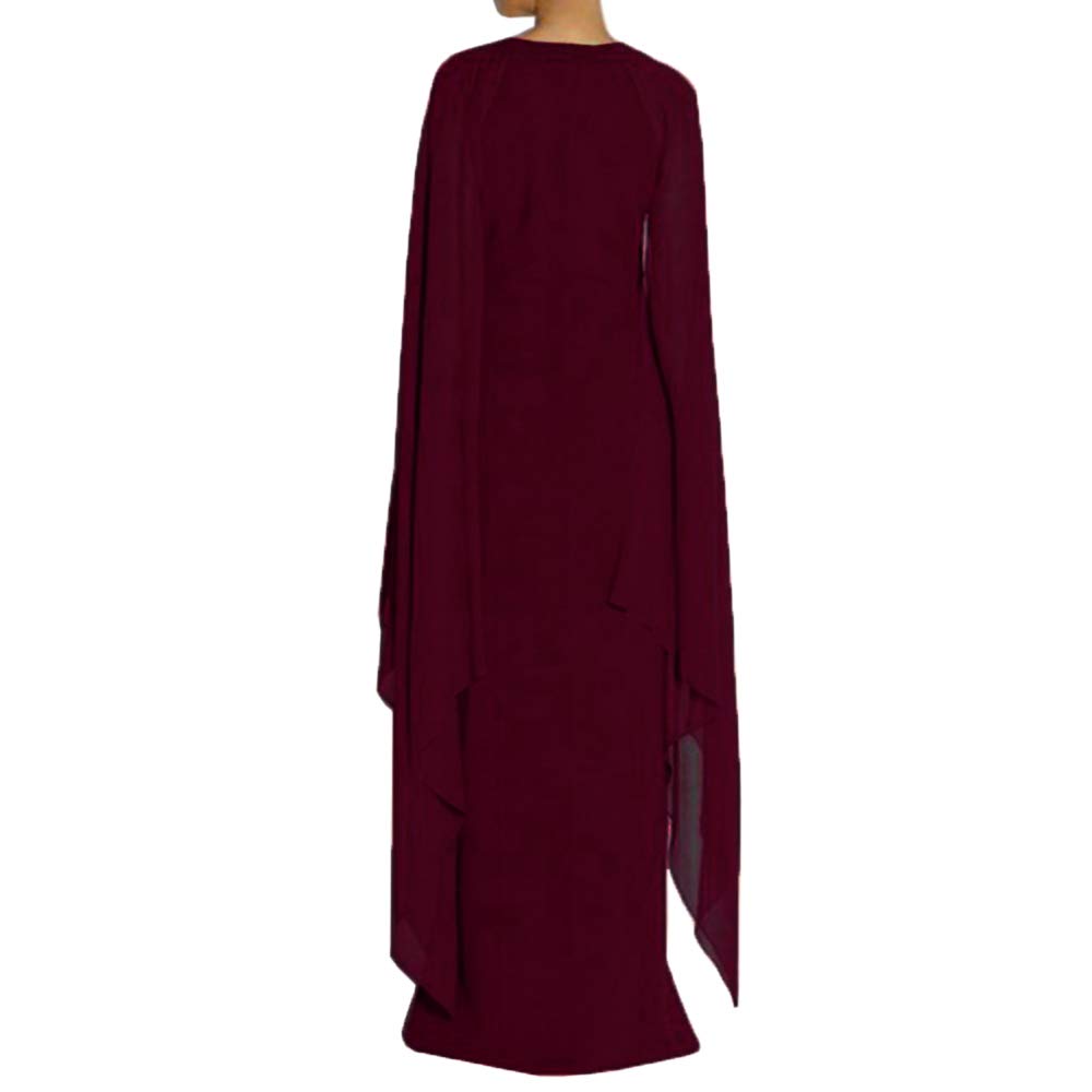 MAYFASEY Women's Elegant High Split Flare Sleeve Formal Evening Gowns Maxi Dress with Cape - Perfect for Prom, Gala, Wedding & Black Tie Events