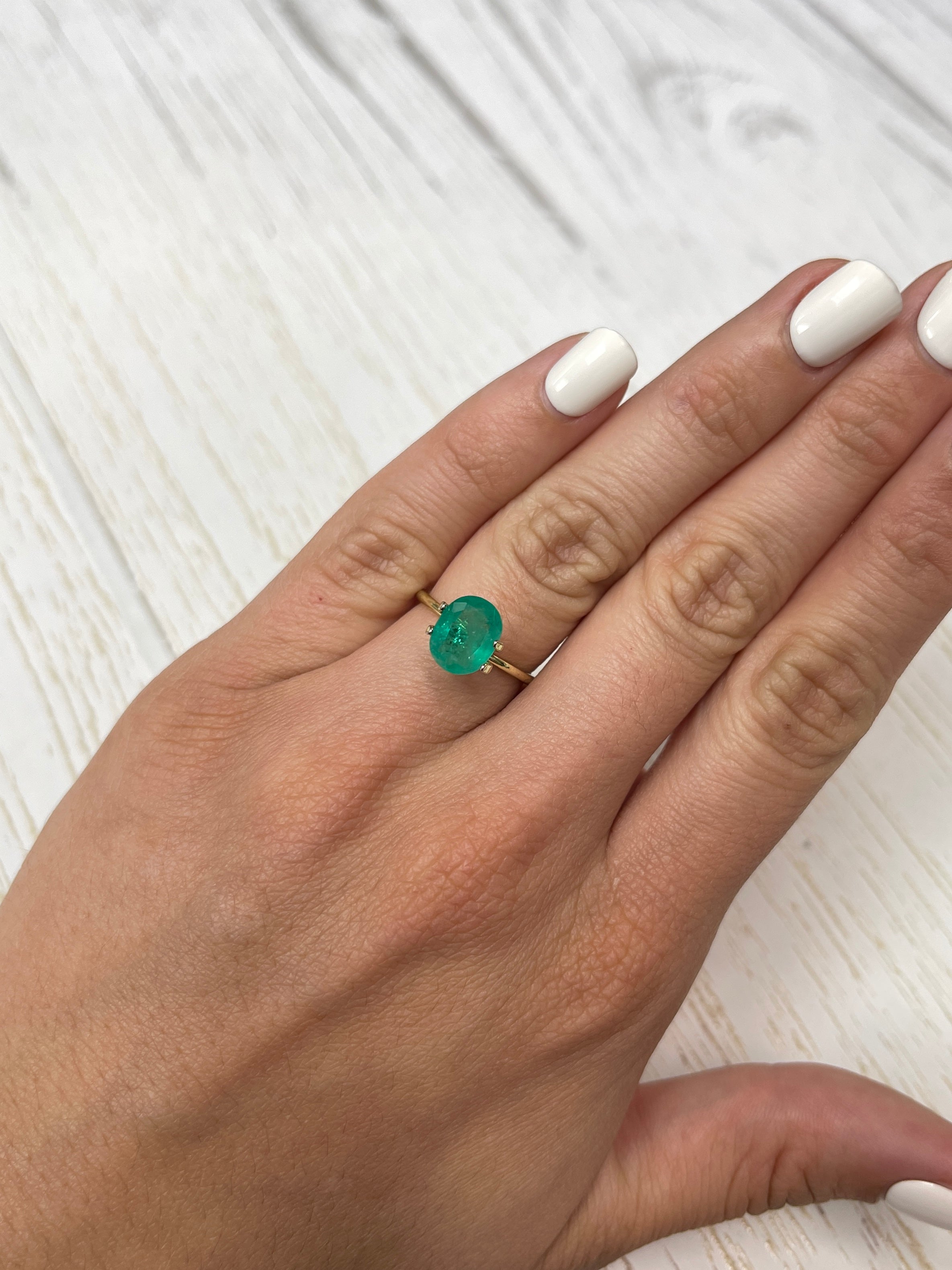2.11 Carat 10x8mm Medium Bluish Green Natural Loose Colombian Emerald Oval Cut Gemstone for Jewelry Making, Engagement Rings & Collector's Items
