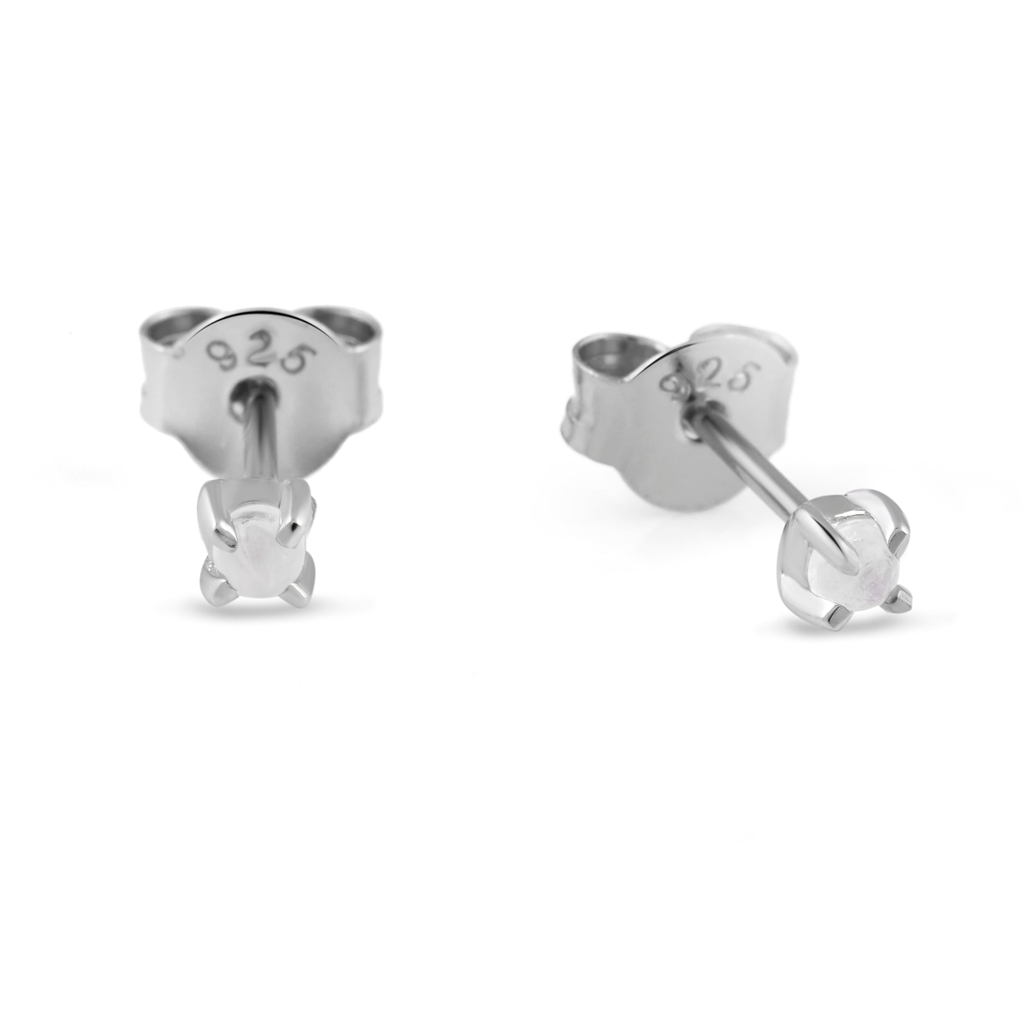 Natural Rainbow Moonstone Stud Earrings for Women - Hypoallergenic Sterling Silver Earrings for Everyday Wear & Special Occasions