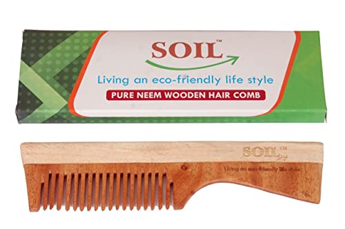 Organic Neem Wood Hair Comb for Healthy Scalp & Hair Growth - Natural Anti-Dandruff & Detangling Comb for Men & Women - Perfect for Daily Hair Care & Styling at Home or Travel