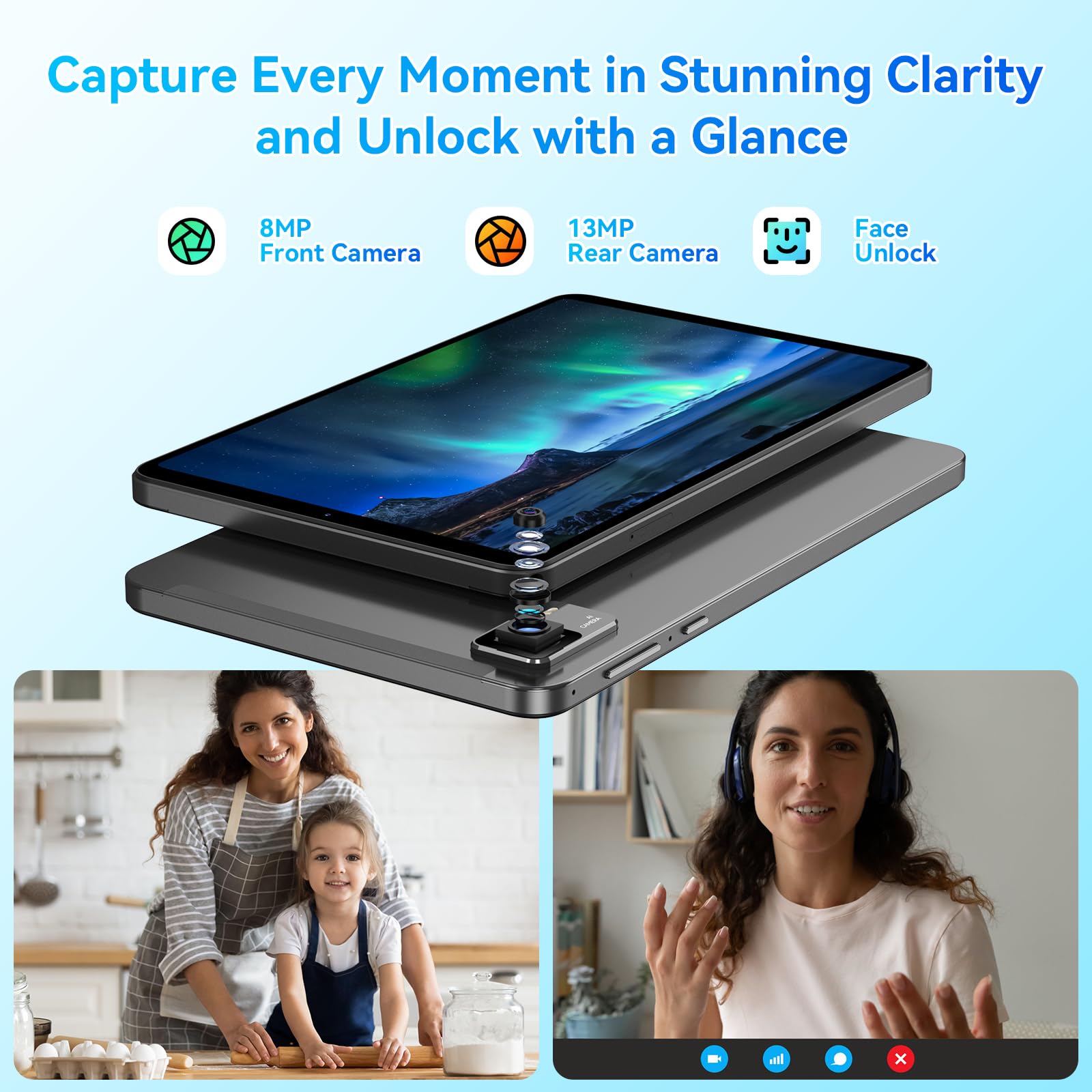 Headwolf FPad5 Android 14 Tablet 8.4 Inch - Octa Core G99 Processor, 16GB RAM 128GB ROM, 1920x1200 FHD Display, Widevine L1 for Netflix, 5500mAh Battery, 13MP+8MP Camera - Perfect for Kids Learning, Home Entertainment & Travel Use