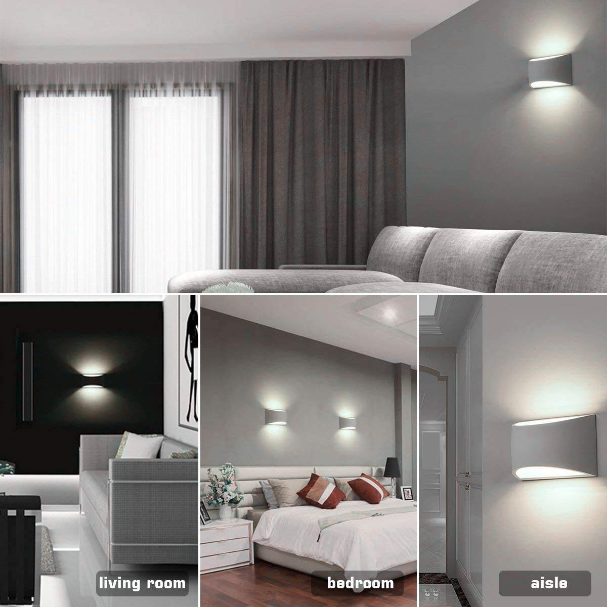 Modern LED Wall Sconce Light Fixture - Hardwired Indoor Wall Lights Set of 2, 3000K Warm White Up/Down Lighting - Sleek White Wall Mounted Lamps for Living Room, Bedroom, Hallway & Corridor - Perfect for Ambient Lighting and Home Decor