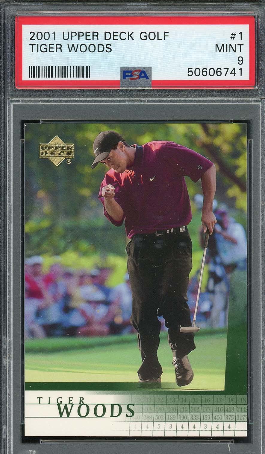 2001 Upper Deck Tiger Woods Rookie Card #1 PSA 9 Mint - Rare Golf Collectible for Sports Memorabilia & Investment