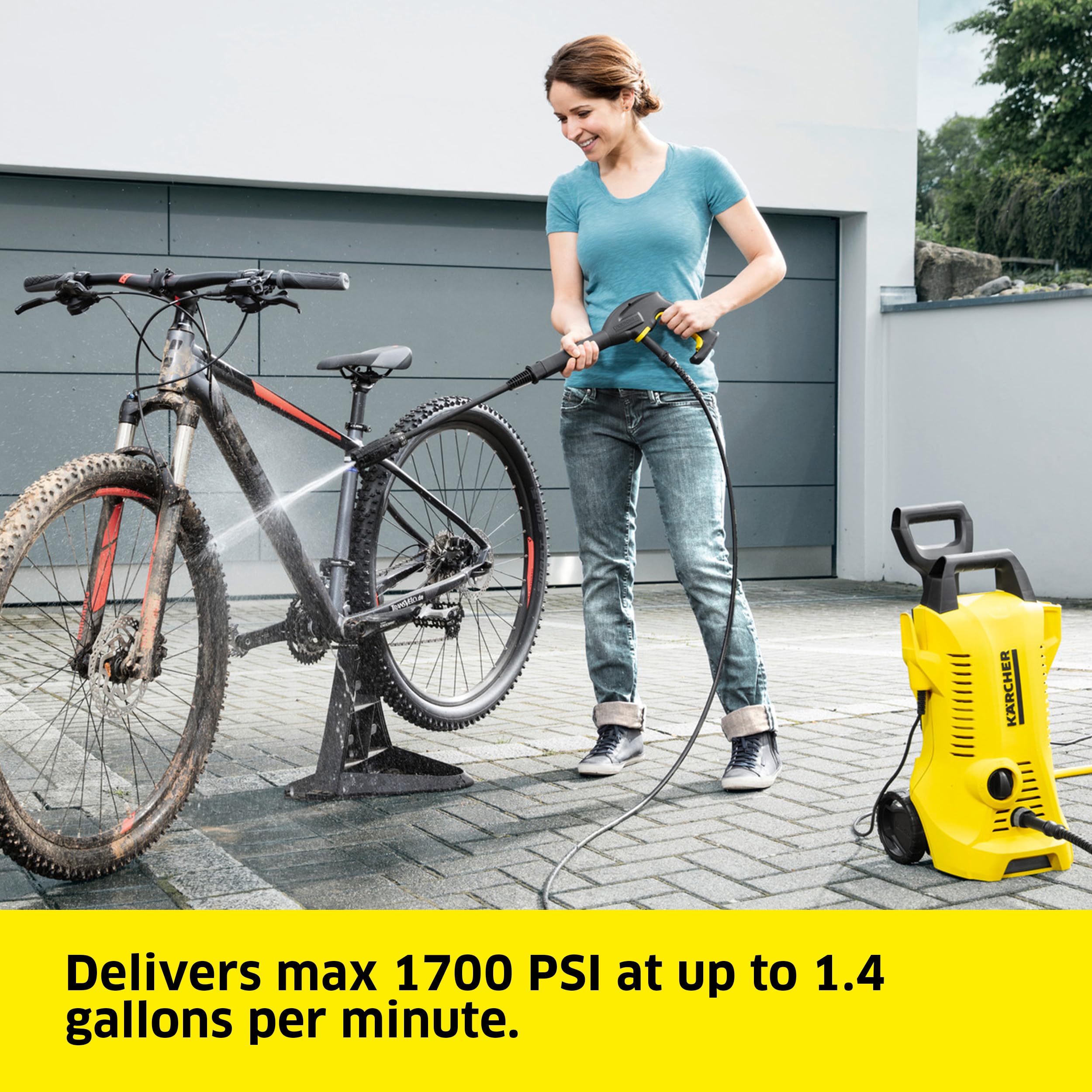 Kärcher K2 Power Control Electric Pressure Washer - 2000 PSI, 1.45 GPM, 25 ft Hose with 2 Spray Wands for Home Cleaning, Driveway, Deck & Patio Washing