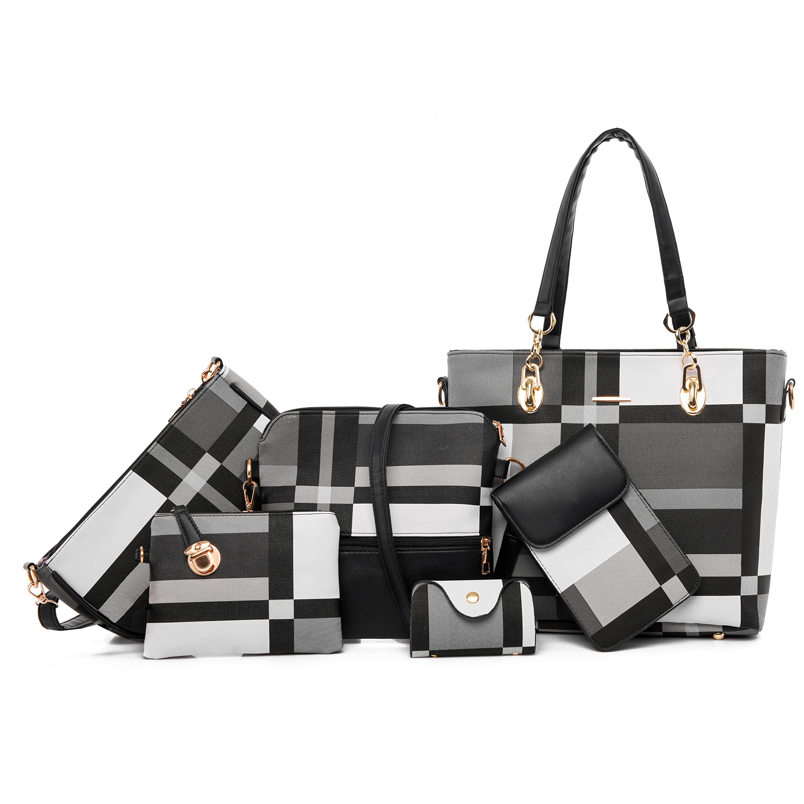 Stylish Women's Synthetic Leather Purse Set - 6-Piece Tote, Crossbody & Satchel Handbags for Work, Travel & Everyday Use | Fashionable & Durable Accessories