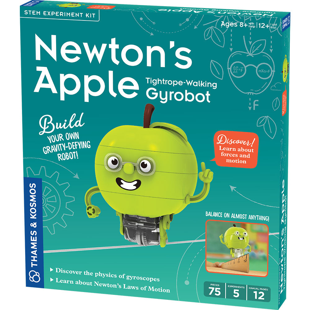 Newton's Apple: Tightrope Walking Gyrobot - STEM Educational Toy for Kids, Science Experiment Kit for Balancing & Physics Learning - Perfect for Classroom, Homeschool & Science Fair Projects