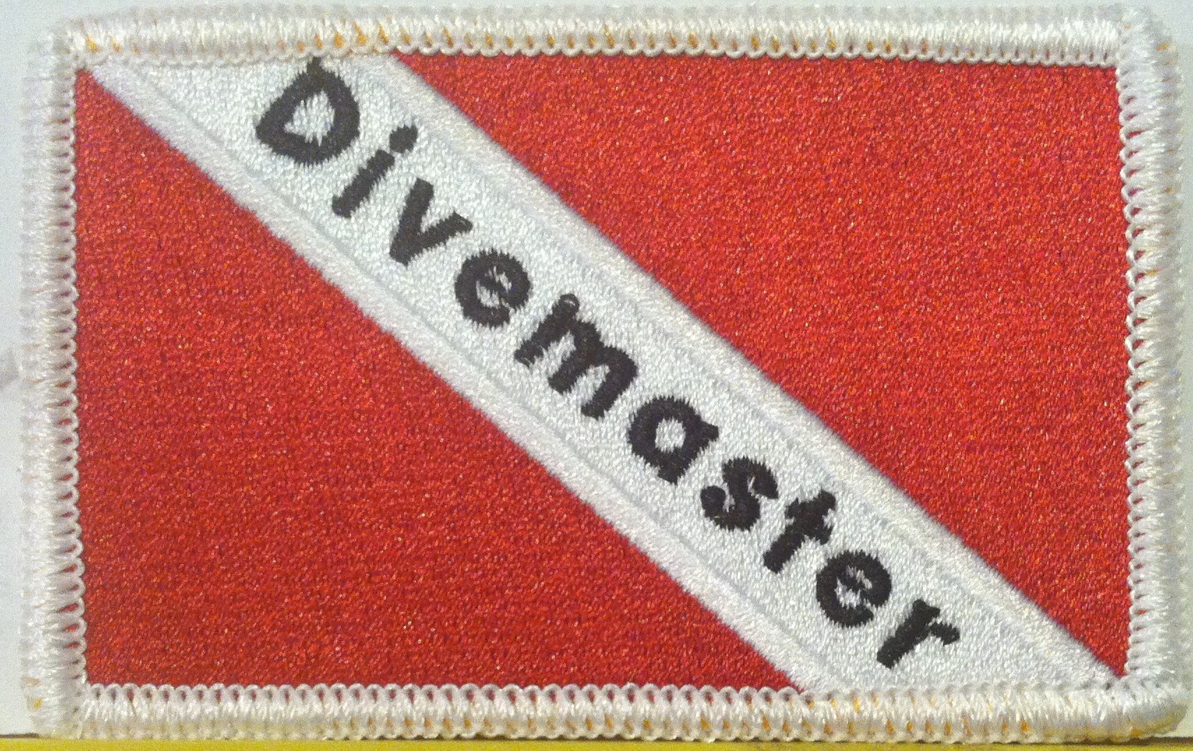 SCUBA Flag Embroidered Iron-On Patch for Divemaster - White Border | Perfect for Dive Gear, Wetsuits & Backpacks