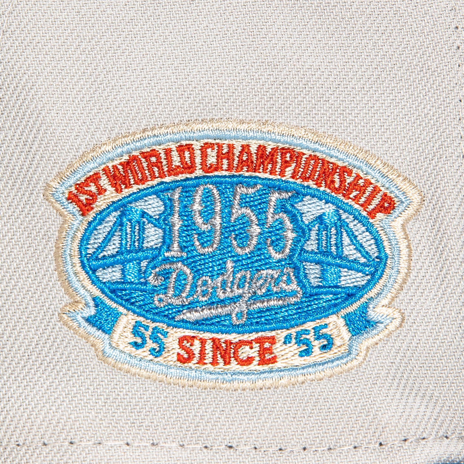New Era 59Fifty Los Angeles Dodgers 1955 World Series Patch Snapback Hat - Royal Blue & Stone - Vintage Baseball Cap for Men, Game Day & Streetwear Fashion