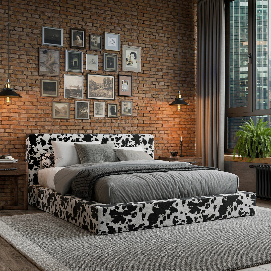 Ultra Bed Set: Queen Size Bed Frame with Upholstered Headboard | Vegan Faux Leather | Perfect for Modern Bedrooms & Guest Rooms