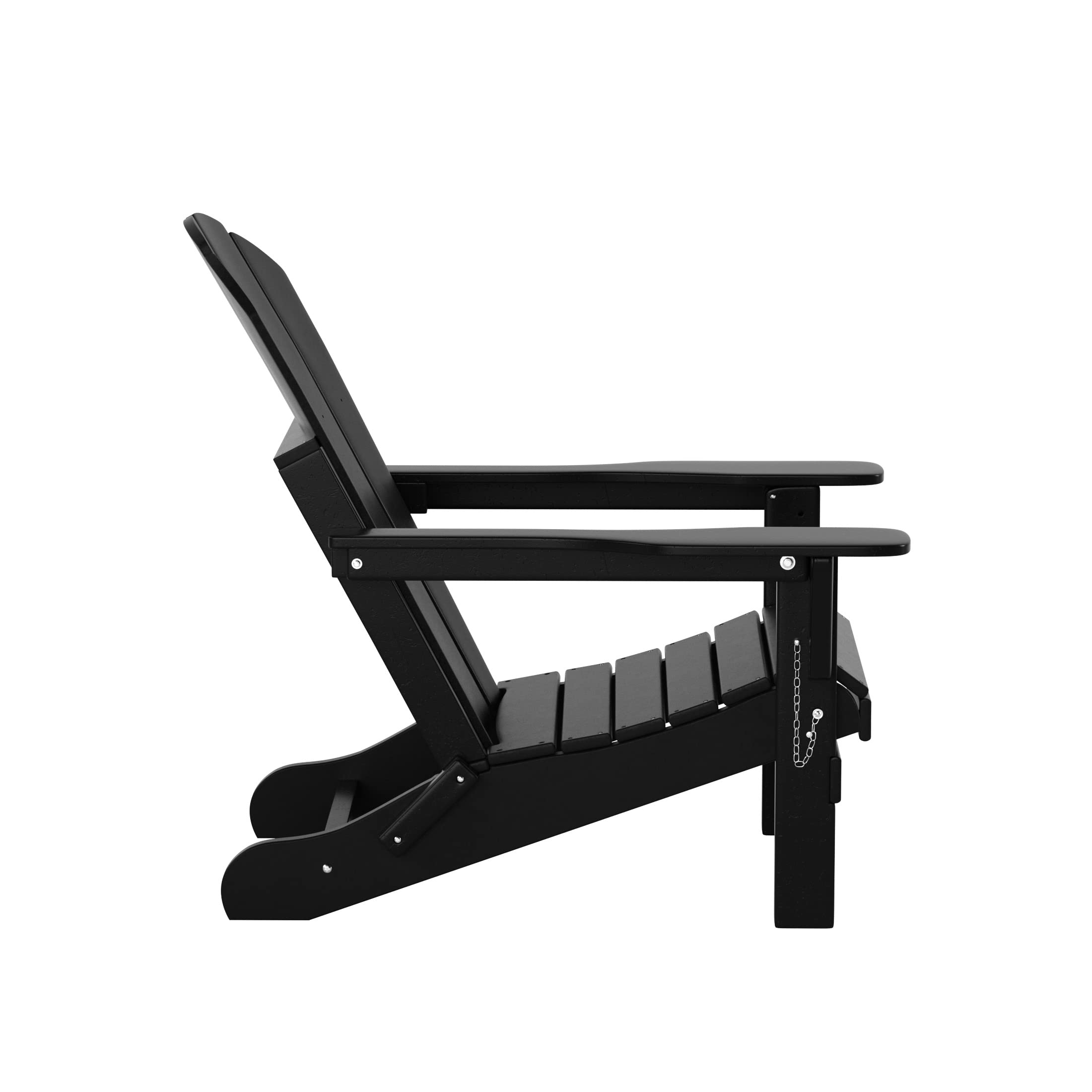 WO Home Furniture 2-Piece Adirondack Chair Set with Side Table - Outdoor Folding Chairs Weatherproof & UV Resistant for Lawn, Garden, Patio, Balcony, Camping & Bonfire (Black) - Perfect for Backyard Relaxation & Outdoor Entertaining