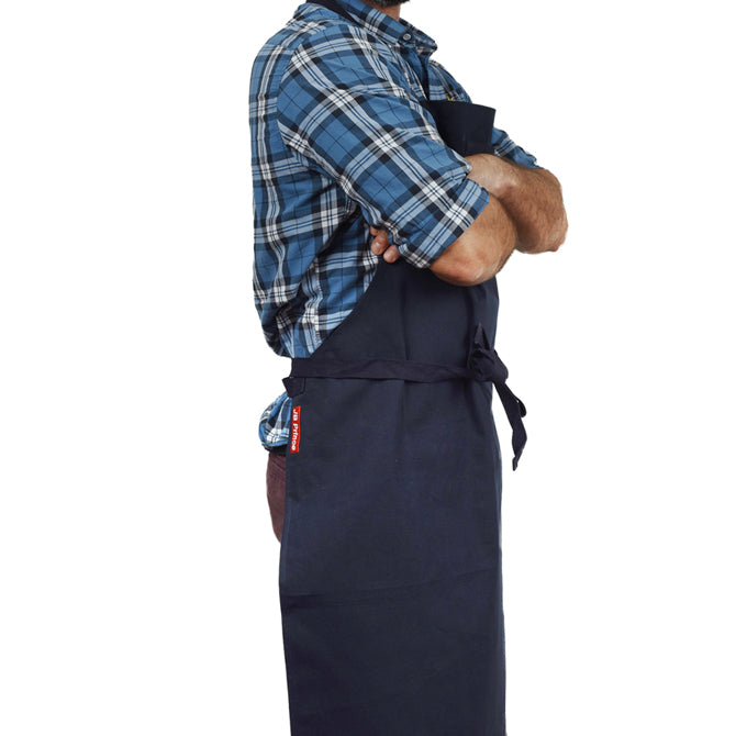 Premium Navy Blue JB Prince Bib Apron - Heavy Duty Chef Apron for Cooking, Grilling & Baking - Ideal for Professional Chefs & Home Cooks