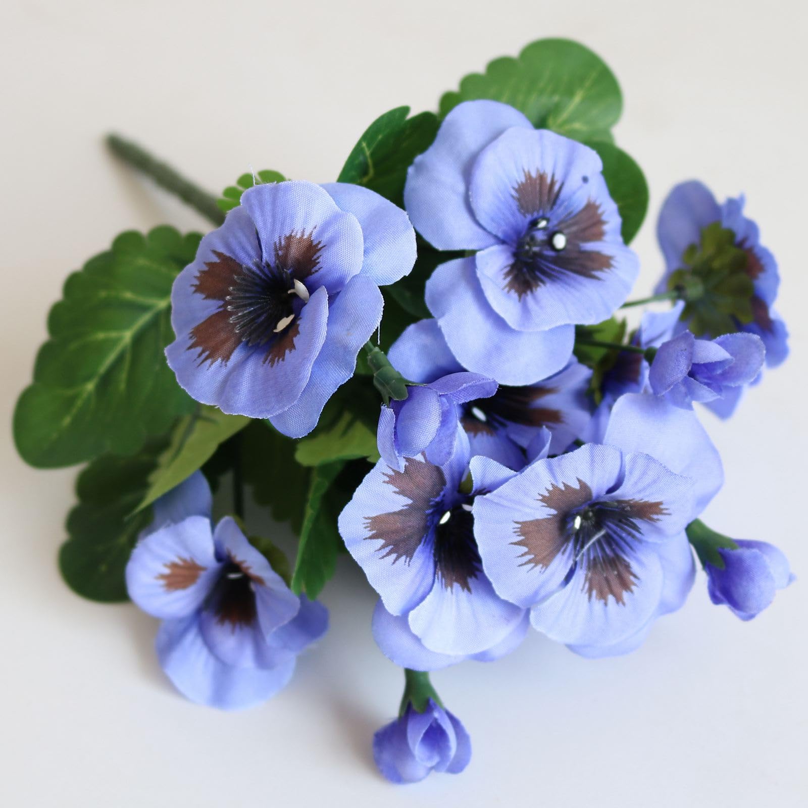 6PCS Artificial Pansy Bushes - Light Purple Faux Plastic Flowers for Indoor Outdoor Home & Garden Decor - Perfect for Table Centerpieces, Wedding Decorations, and Office Greenery