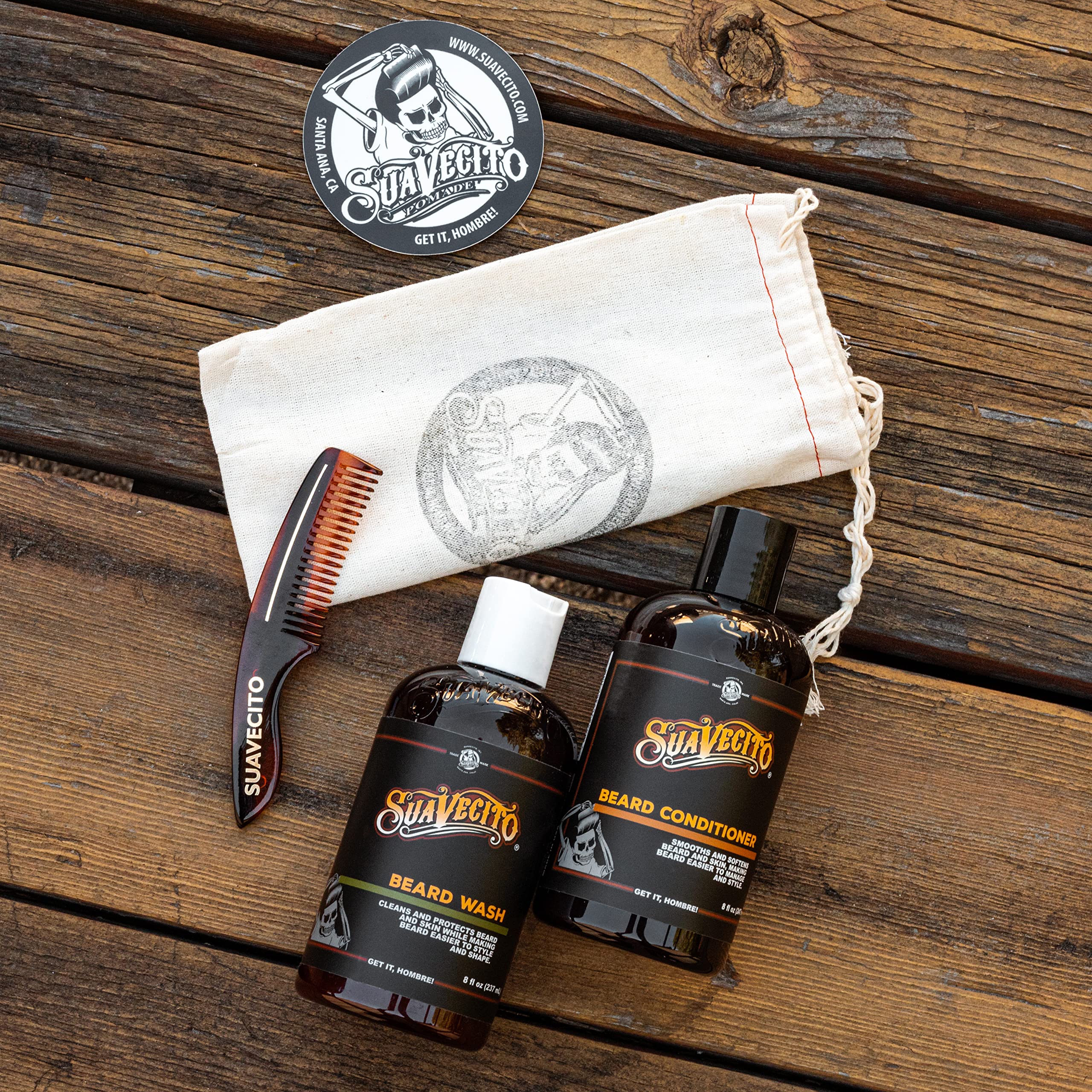 Suavecito Beard Wash Kit with Avocado Oil & Shea Butter - Grooming & Cleansing for Men - Travel Ready