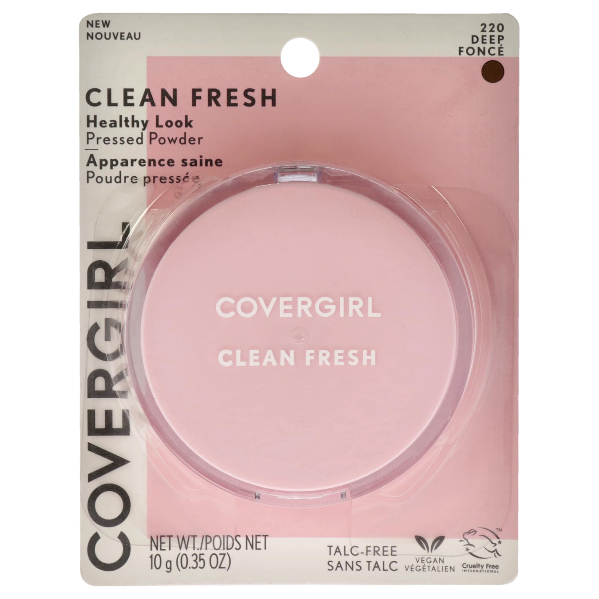 COVERGIRL Clean Fresh Pressed Powder - 220 Deep, 0.35 oz | Oil-Free, Skin-Loving Formula for Flawless Matte Finish | Perfect for Daily Wear & Touch-Ups On-The-Go