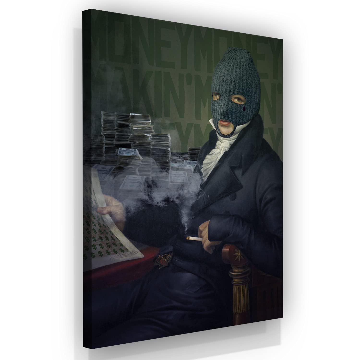 Fellipo Ricci Money Robber Fine Art Reproduction Canvas Print - Vintage Oil Painting Wall Decor with Money Sign - 48x36 Inch Money Artwork for Home, Office & Gallery Display