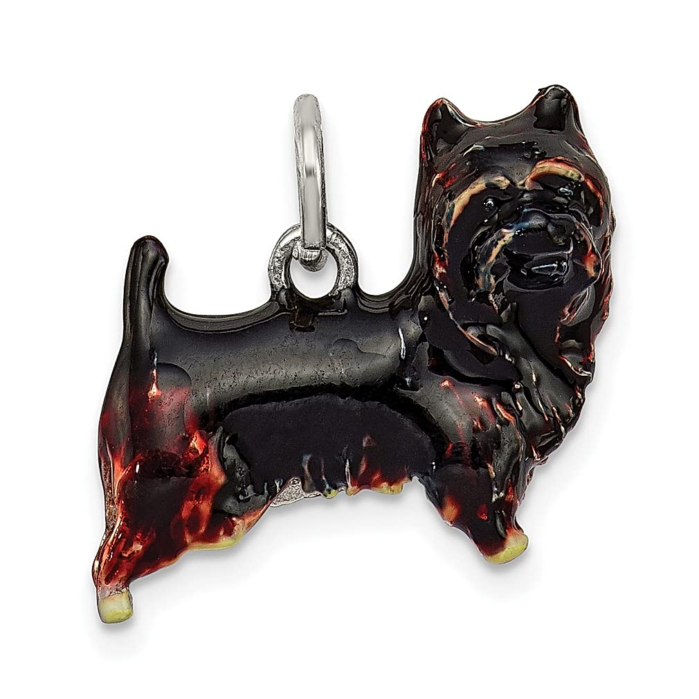 925 Sterling Silver Enameled Brown & Black Cairn Terrier Charm Necklace - Dog Lover Jewelry for Women - Perfect Gift for Pet Owners, Dog Moms & Animal Lovers - Great for Birthdays, Anniversaries & Special Occasions