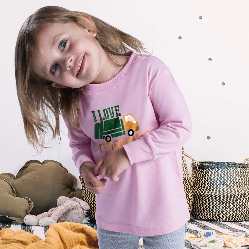 Kids Long Sleeve Cotton T-Shirt with 'I Love Garbage Trucks' Print - Comfortable Boys & Girls Casual Top for School, Playdates & Outdoor Activities