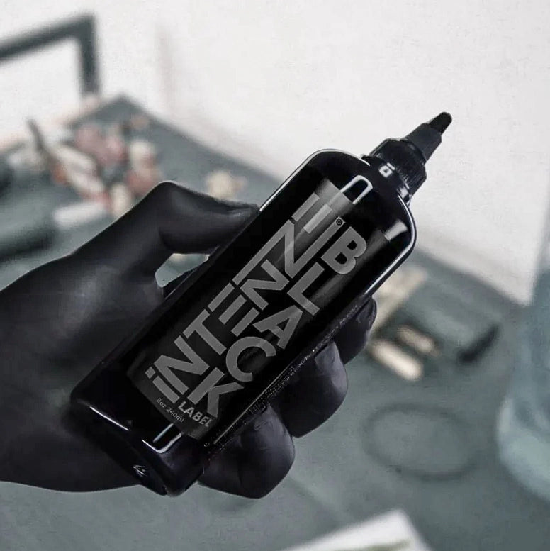 Black Label Intenze Tattoo Ink - Professional 8oz Bottle for Tattoo Artists - Perfect for Tattooing, Body Art & Permanent Makeup