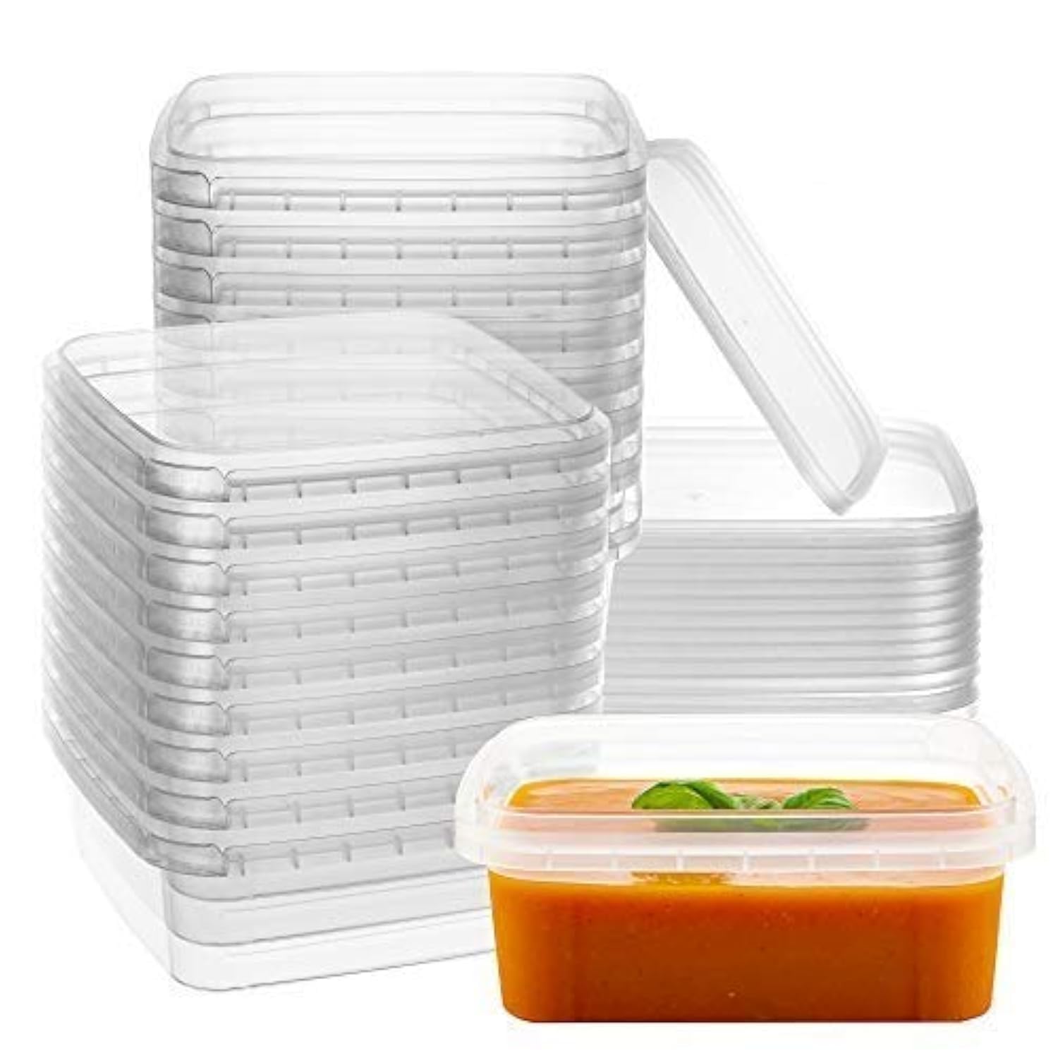 NYHI 8 oz 20 Pack Square Clear Deli Containers with Lids - BPA Free Disposable Plastic Food Storage Containers - Airtight for Meal Prep, Take Out & Kitchen Organization - Perfect for Restaurants, Catering & Home Use