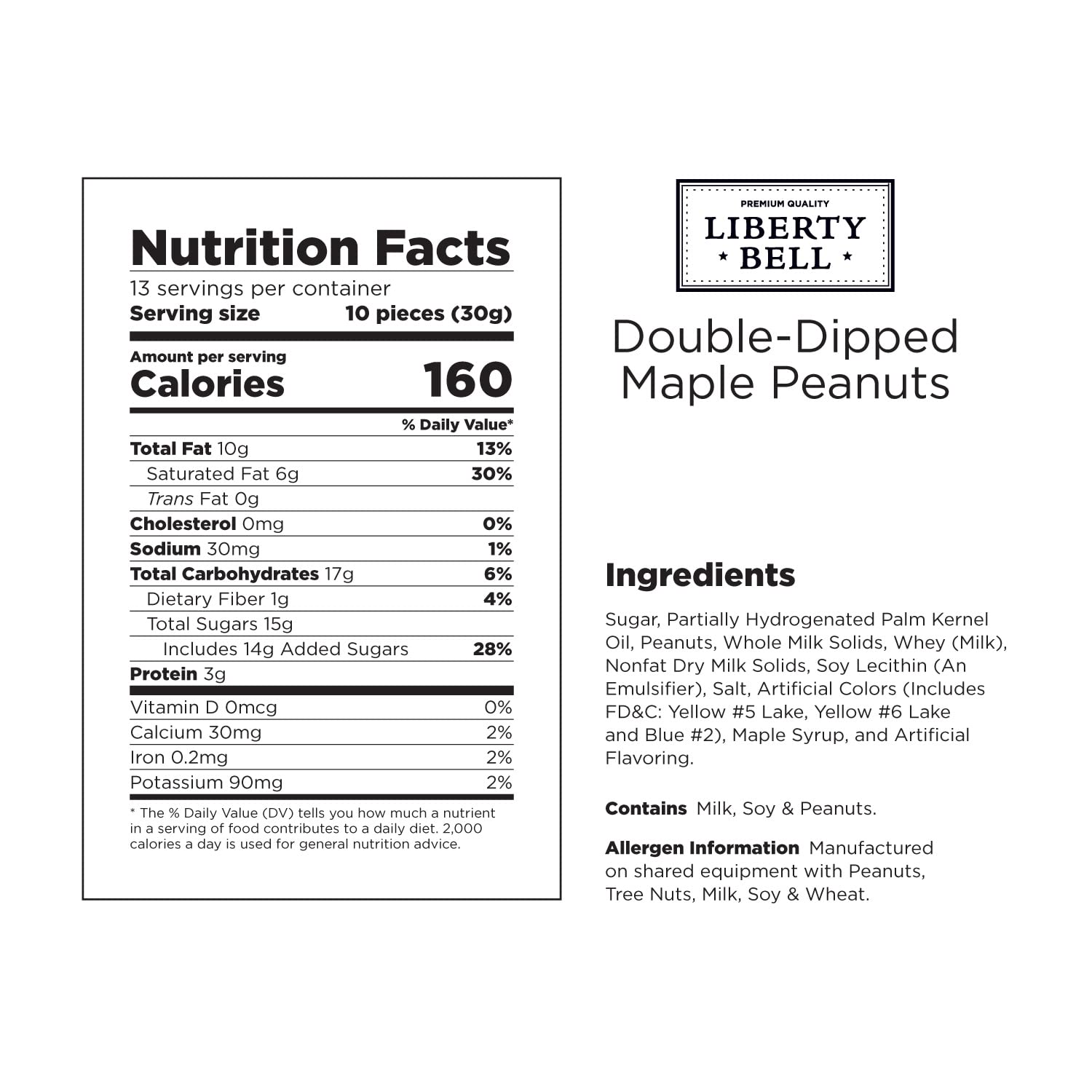 Liberty Bell Maple Nut Double Dipped Peanuts Candy - 15oz Bag | Sweet & Crunchy Maple Glazed Peanuts | Perfect for Snacking, Gifts & Party Treats