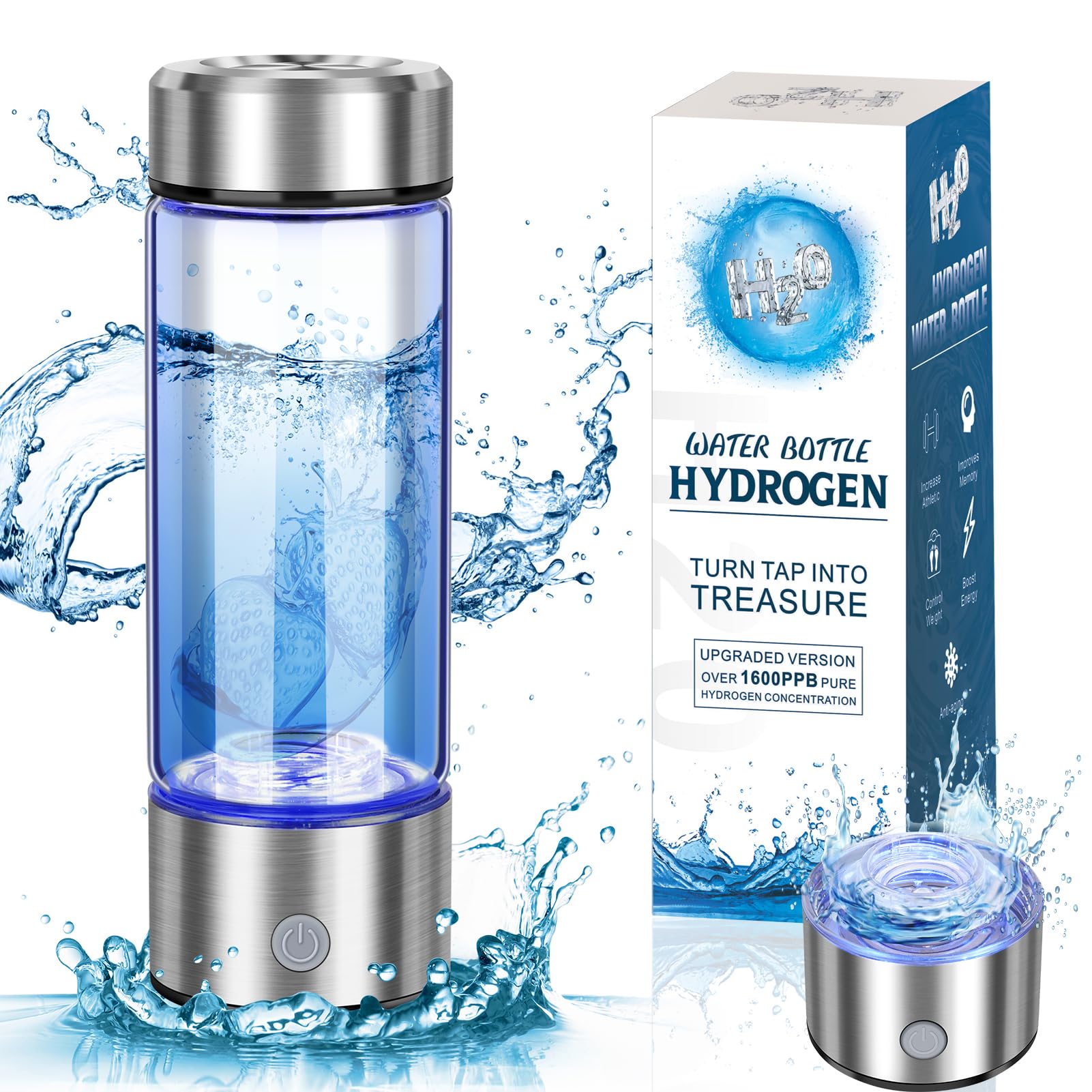 Premium Hydrogen Water Bottle Generator - SPE/PEM Technology for Instant Hydrogen-Rich Water in 3 Minutes | Portable Hydrogen Water Ionizer Machine for Home, Office & Travel | Ideal for Health Enthusiasts, Daily Hydration & Gift Giving | Perfect for Gym, Hiking & Wellness Routines