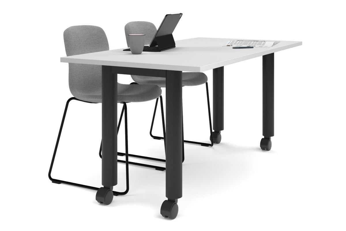 Quadro 80mm Cylinder Leg Mobile Table - 1600L x 800W Adjustable Height Workbench | Perfect for Office, Workshop, and Industrial Use