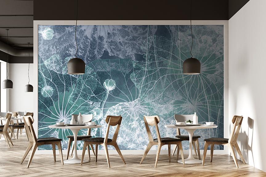 Blue Flowers Wallpaper Mural - Self-Adhesive Removable Wall Decor for Living Room, Bedroom, Nursery | Perfect for Home & Office Interior Design