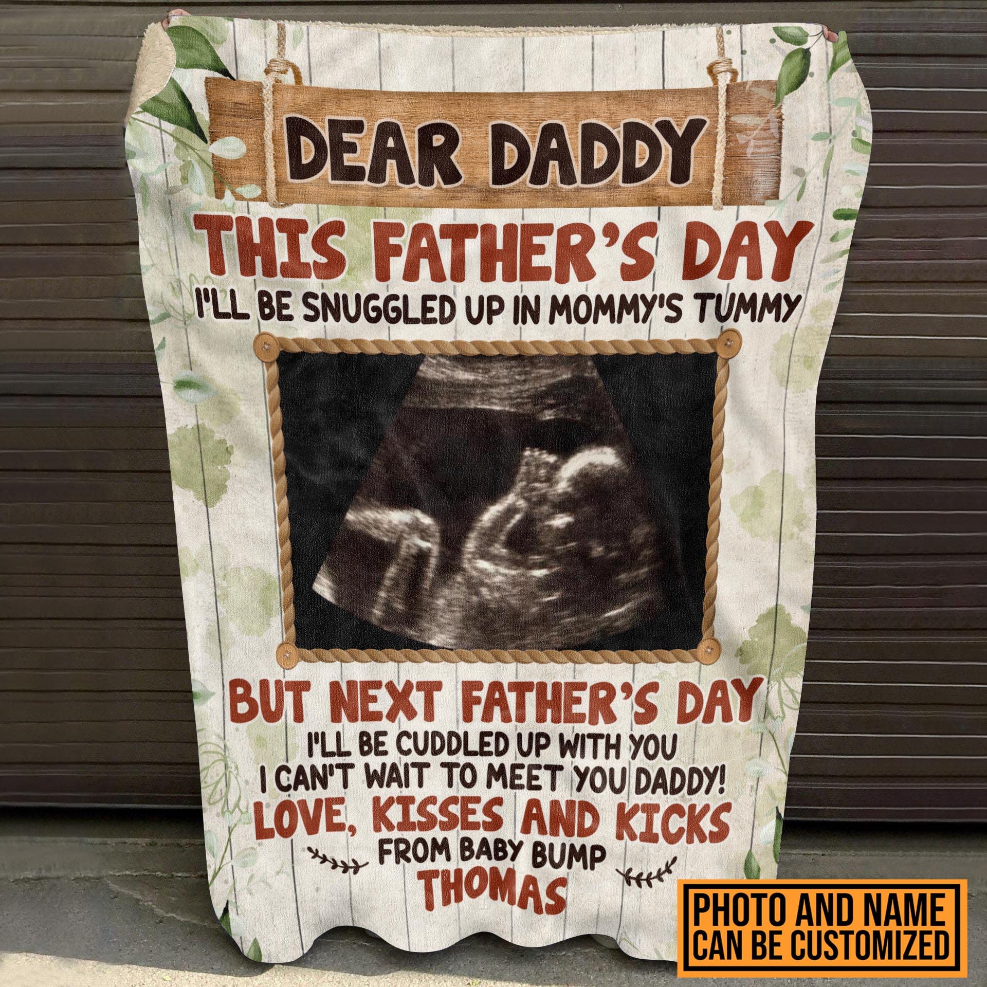 Personalized Photo Fleece Blanket for Dad - Custom 'Dear Daddy' Father's Day Gift - Premium Mink Sherpa Blanket 60x80 - Perfect for Pregnancy Announcement, Baby Shower & Cozy Family Moments