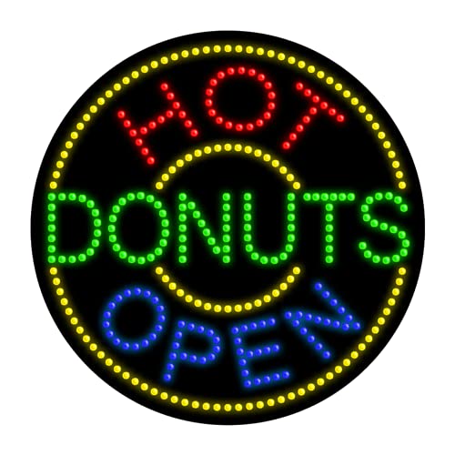 Hot Donuts LED Neon Sign #21319 - Retro Diner Style Light for Home, Cafe & Bar Decor - Perfect for Restaurants, Bakeries & Vintage Themed Parties
