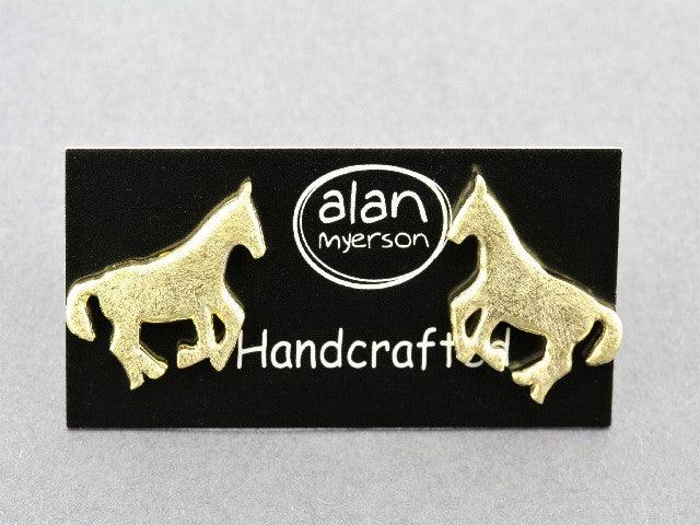22K Gold Plated Silver Horse Stud Earrings - Elegant Equestrian Jewelry for Women | Perfect for Western Rides, Ranch Parties & Cowgirl Fashion