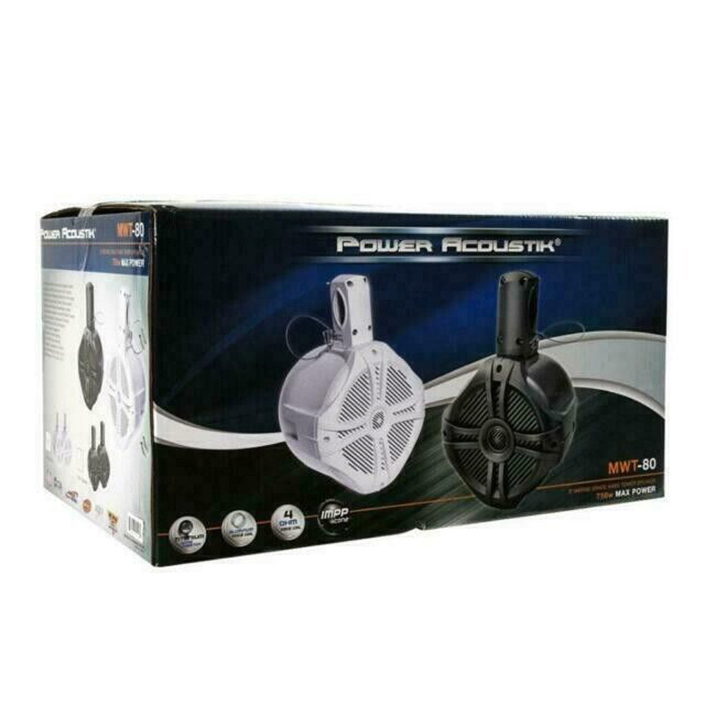 Power Acoustik MWT-80T 800W Marine Grade Wake Tower Speakers - Waterproof & UV Resistant - Perfect for Boats, Jet Skis & Outdoor Water Sports