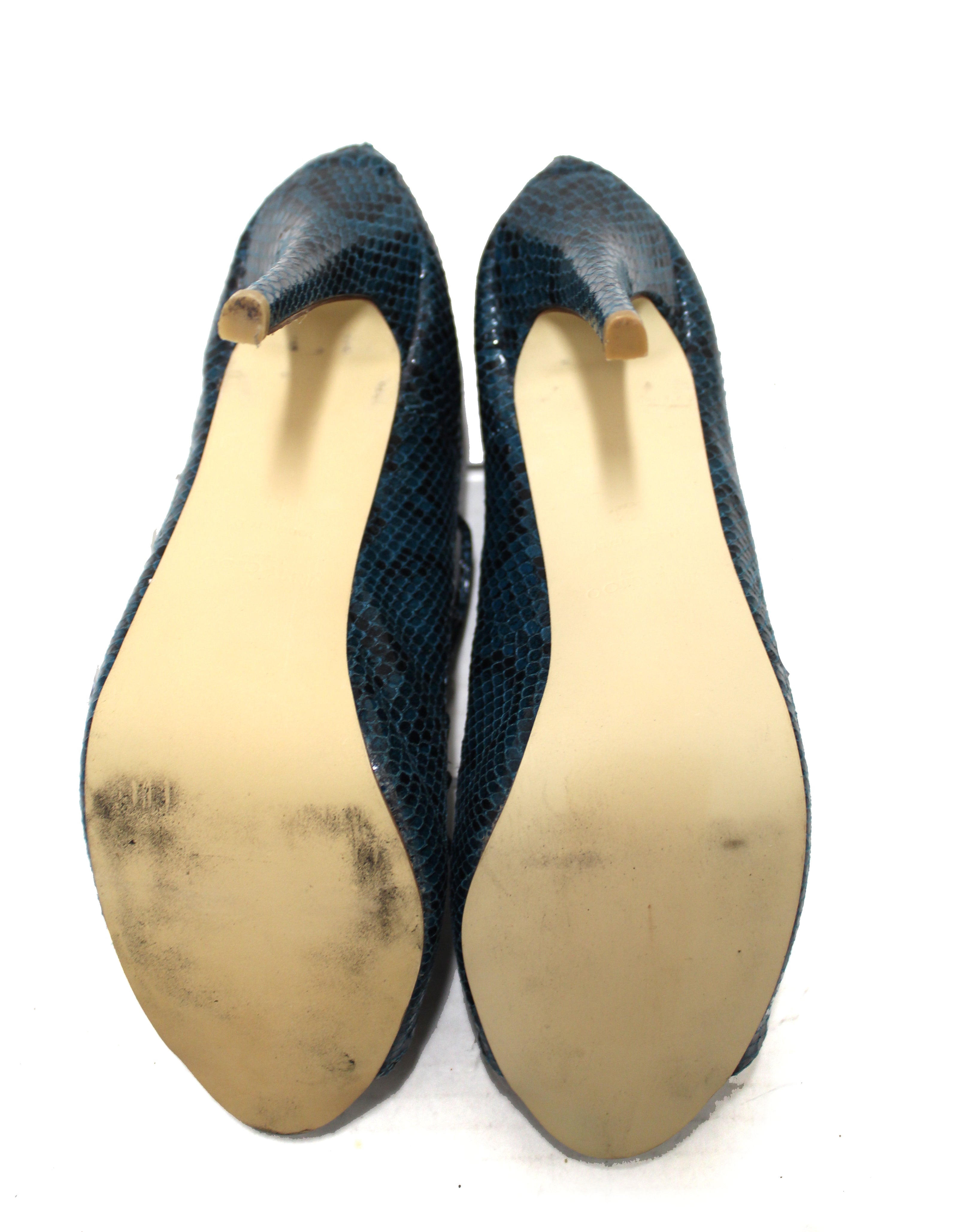 Authentic Jimmy Choo Green Snakeskin Embossed Strap Pump Heels - Women's Size 41 (US 10.5) Luxury High Heels for Parties, Weddings & Special Occasions