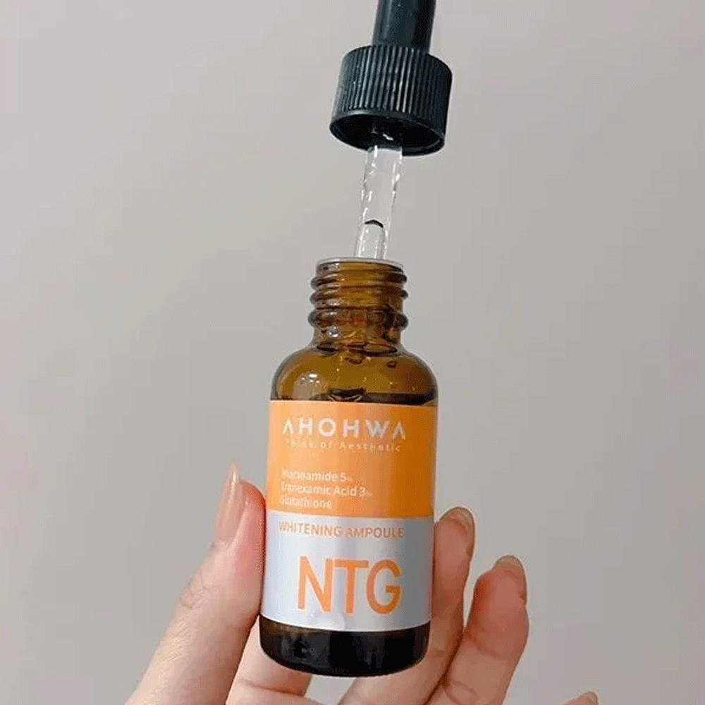 AHOHWA NTG Whitening Ampoule 30ml - Brightening Facial Serum for Dark Spots & Hyperpigmentation | Perfect for Night Skincare Routine & Glowing Complexion