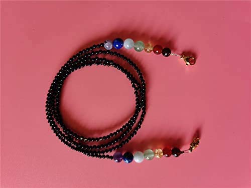 7 Chakra Crystal Beads Mask Chain - Anti Lost Lanyard for Face Mask & Glasses Holder - 74cm Adjustable Unisex Design (Multi Color) - Perfect for Yoga, Meditation, Travel & Daily Use