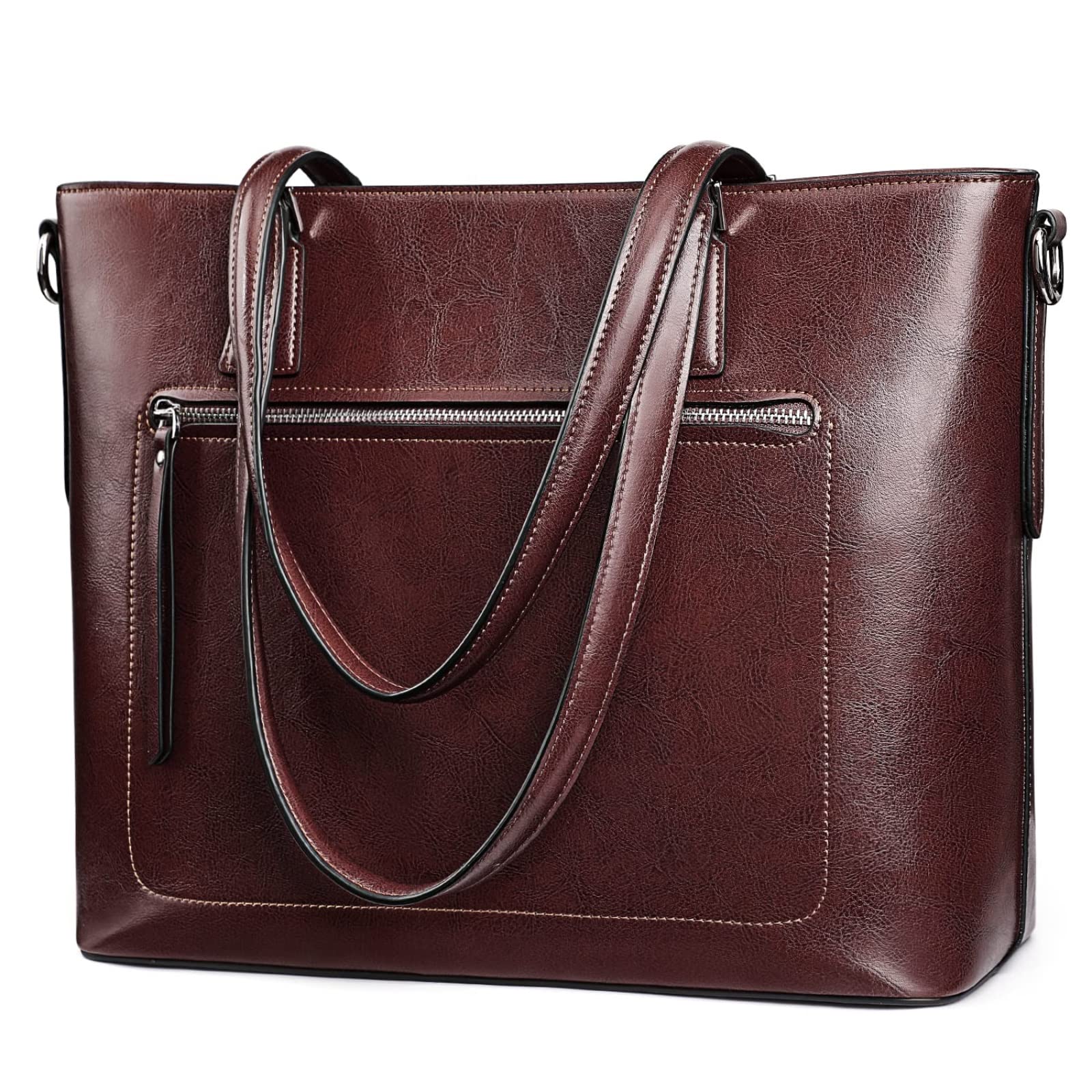 Genuine Leather Tote Bag for Women - 15.6 Inch Laptop Work Bag, Stylish Shoulder Purse & Professional Briefcase - Perfect for Office, Business Travel & Daily Commute
