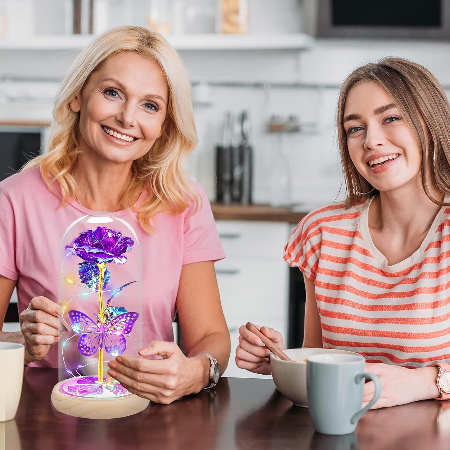 Mother's Day Rose Bouquet - Purple Butterfly Flowers Gift for Mom, Women, Wife, Grandma, Sister | Birthday & Special Occasion Floral Present from Daughter or Son | Perfect for Home Decor, Parties & Celebrations