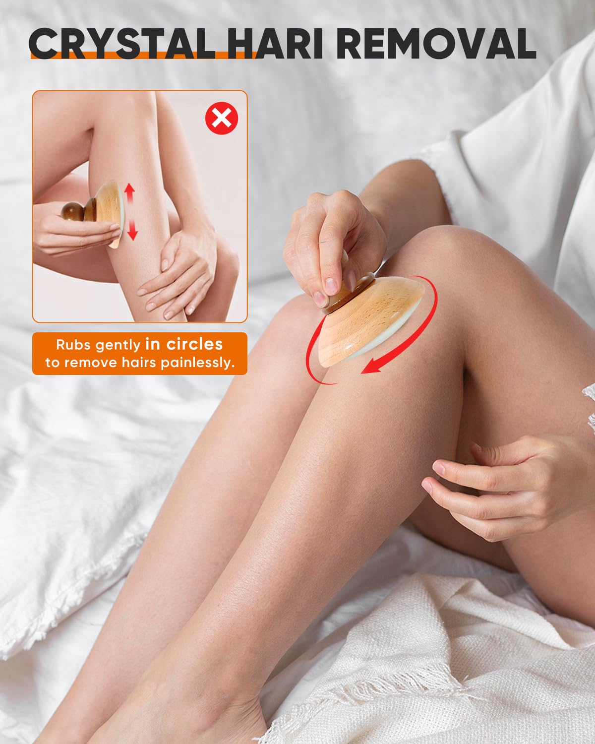 Painless Crystal Hair Eraser for Women & Men - Reusable Magic Hair Removal Stone Tool for Legs, Arms & Back | Smooth Skin at Home & Spa