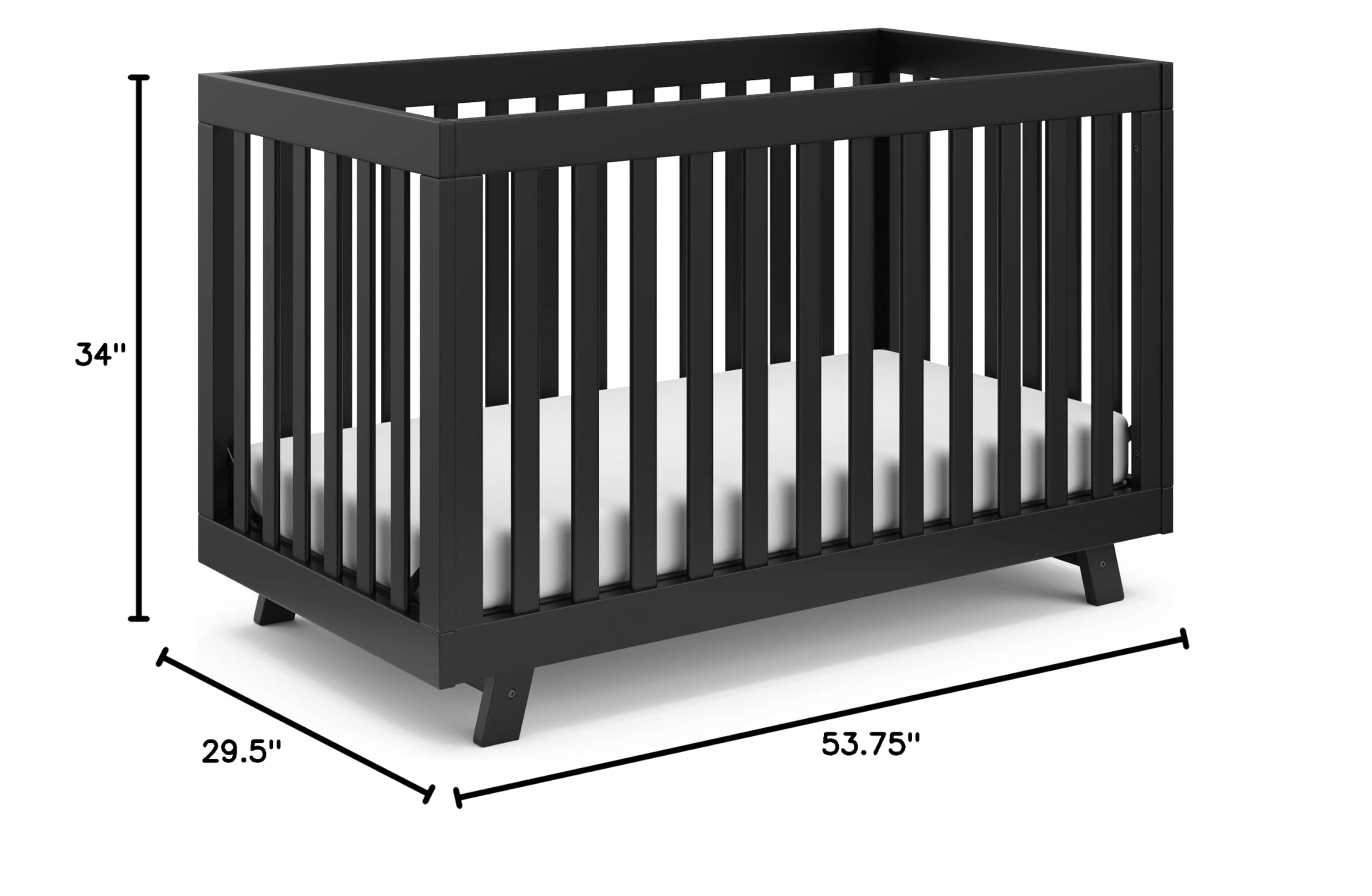 Storkcraft Beckett Convertible Crib in Black – Converts from Baby Crib to Toddler Bed & Daybed, Fits Standard Full-Size Crib Mattress, Adjustable Mattress Support Base – Perfect for Nursery, Kids Room & Daycare Use