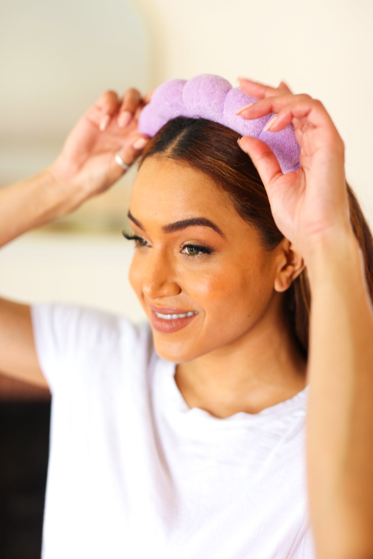 Lavender Terry Cloth Skincare Headband for Women - Soft Spa Head Wrap for Facial Care, Washing Face & Makeup Removal - Perfect for Skincare Routine, Salon & Home Use