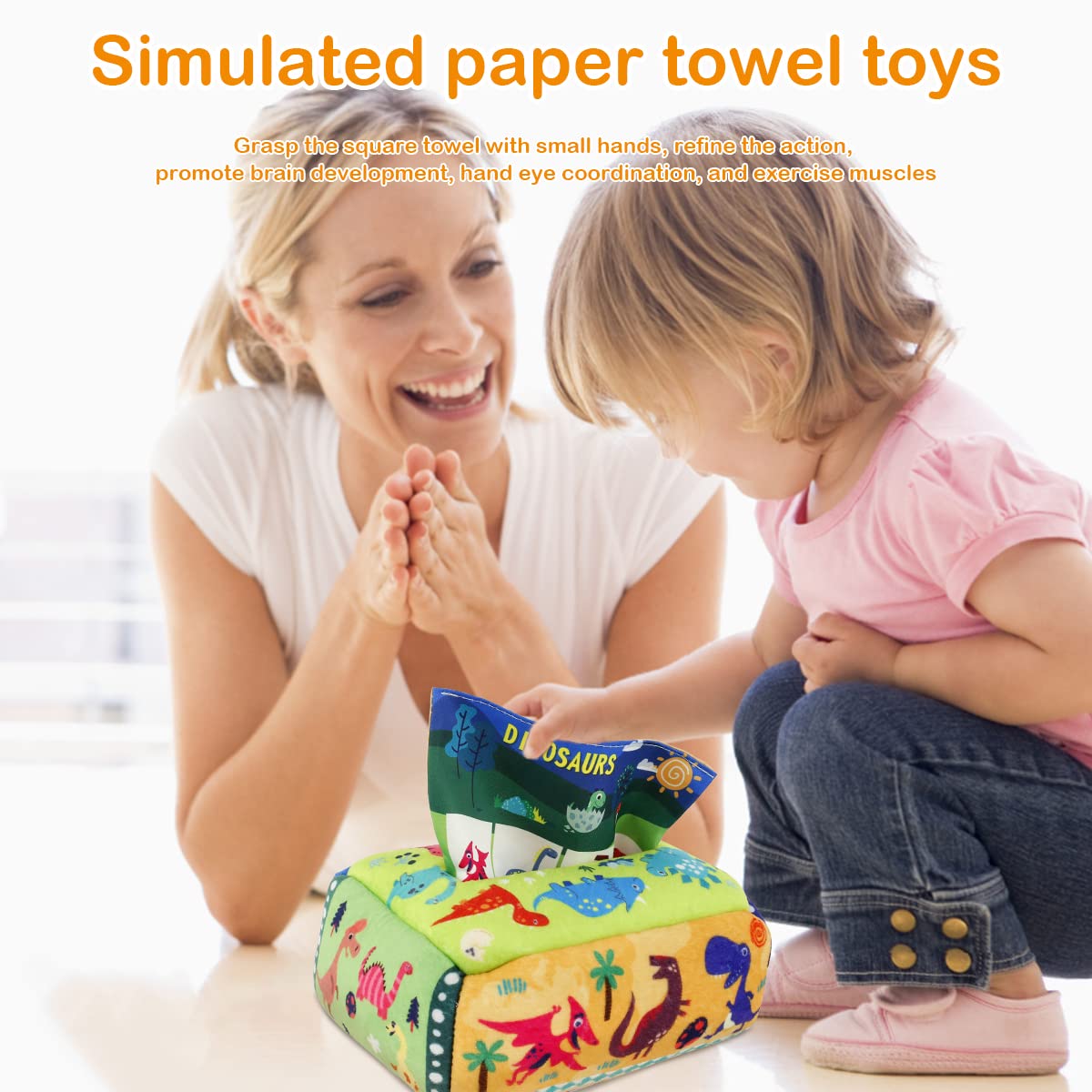 **Montessori Baby Tissue Box Toy - Sensory Crinkle & High Contrast Learning Toy for Newborns 6-12 Months | Educational Infant Toy for Early Development, Stocking Stuffer Gift (Great for Tummy Time & Playtime)**