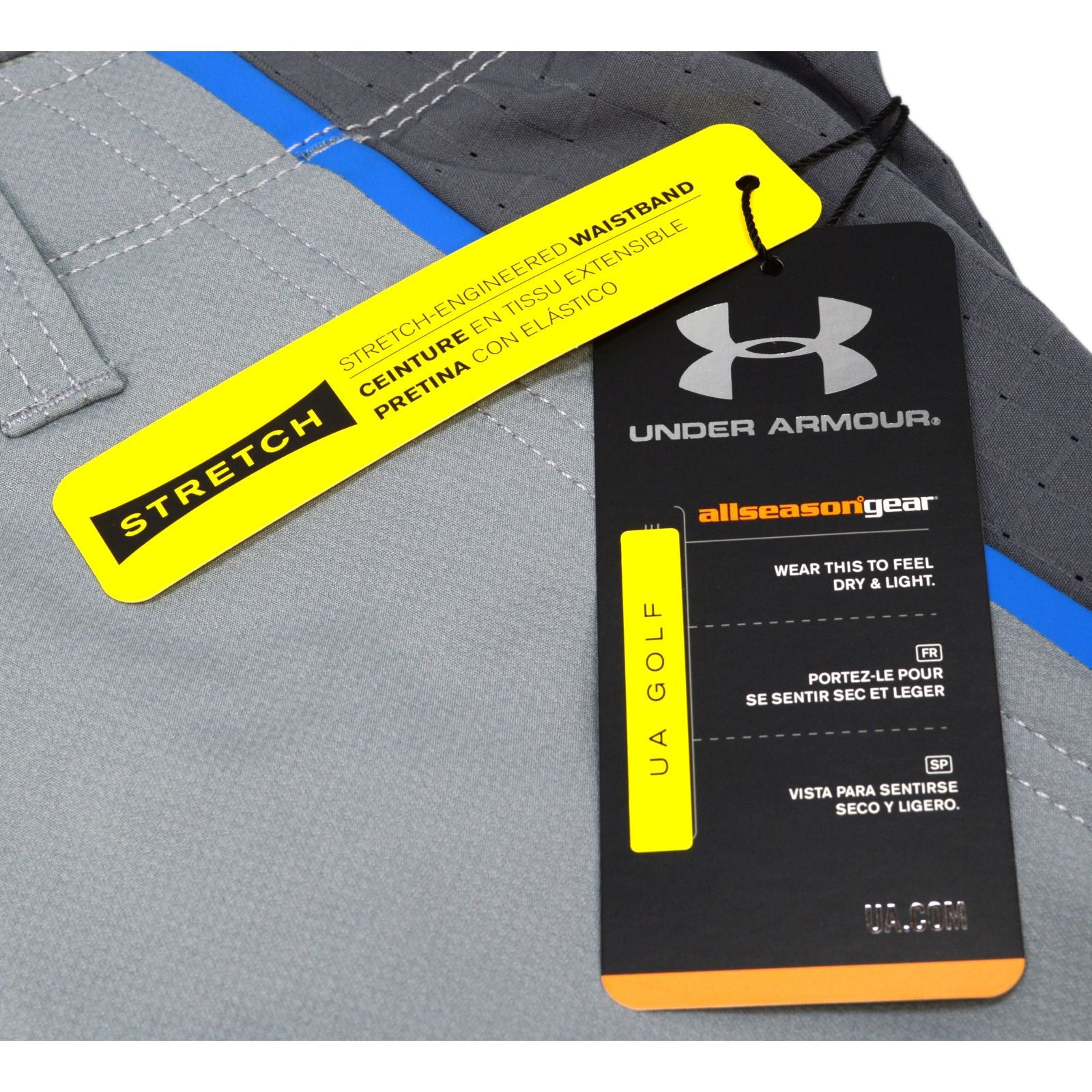 New Under Armour UA Golf Shorts for Men - Size 32 in Gray & Blue with Stretch Waist | Comfortable Athletic Shorts for Golfing, Running & Casual Wear