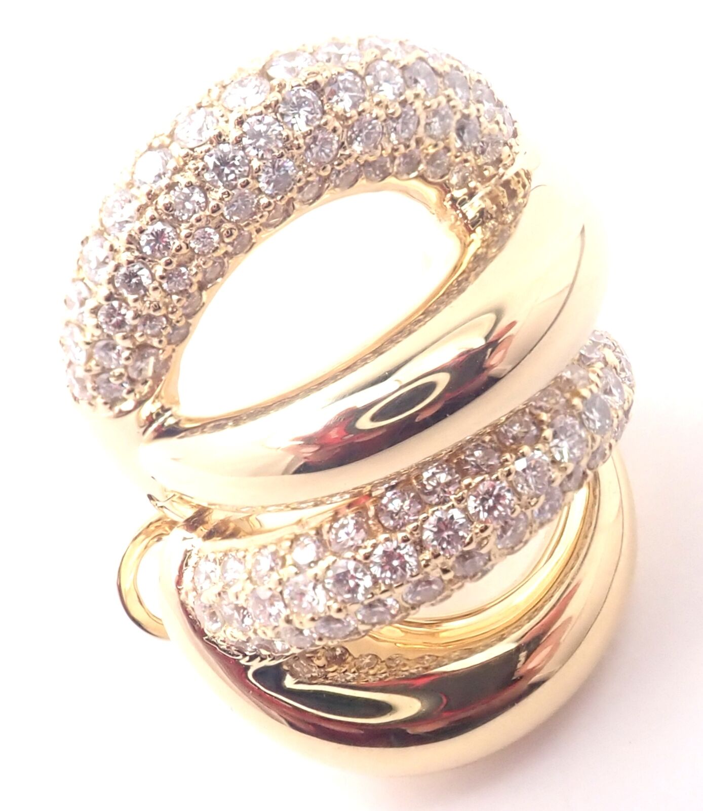 Authentic Mauboussin Paris 18K Yellow Gold Diamond Double Hoop Earrings for Women - Luxury French Jewelry for Parties, Weddings & Special Occasions