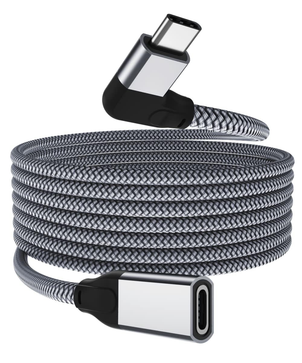 iTramax Right Angle USB C Extension Cable 3.3FT - 90 Degree L-Shaped Type C 3.1 Gen 2 (10Gbps) Male to Female Extender - Compatible with MacBook Pro/Air, iPad Pro/Air/Mini, iPhone 15/16, Apple Watch - Perfect for Home Office, Gaming & Charging in Tight Spaces